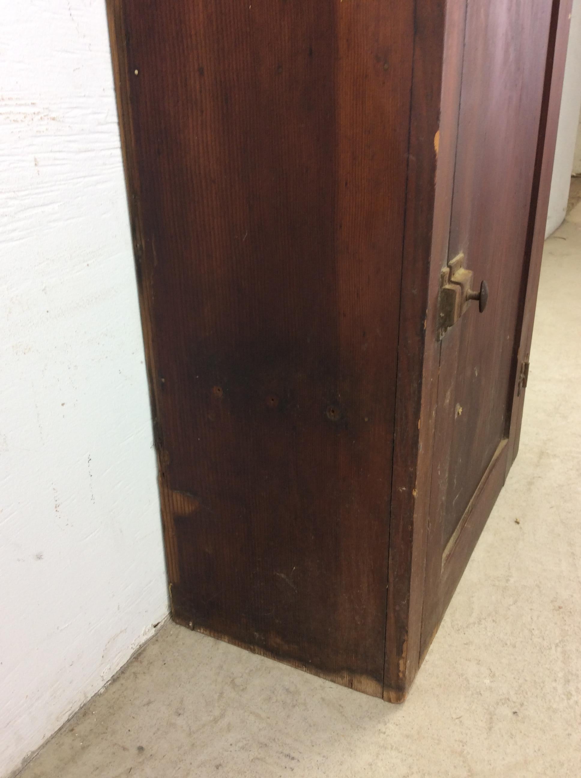 Antique American Farmhouse Wall Cabinet with Brass Latch For Sale 10