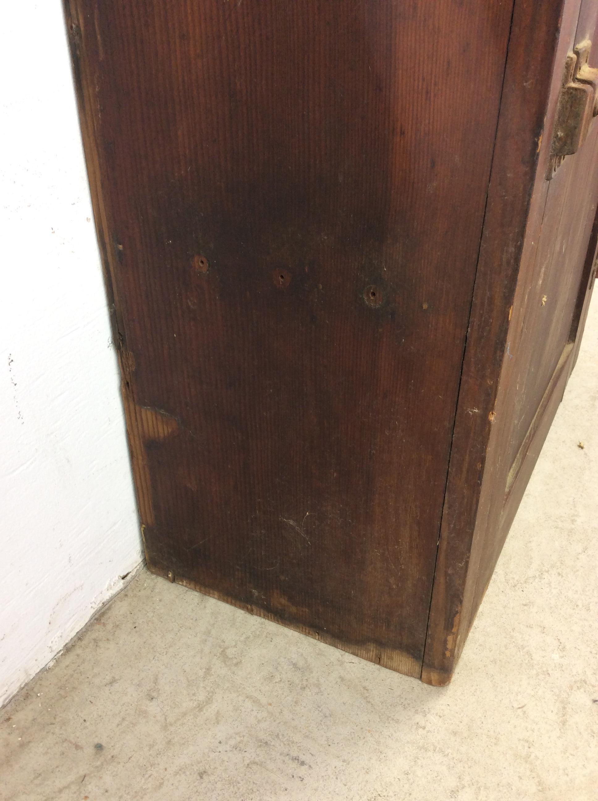 Antique American Farmhouse Wall Cabinet with Brass Latch For Sale 11