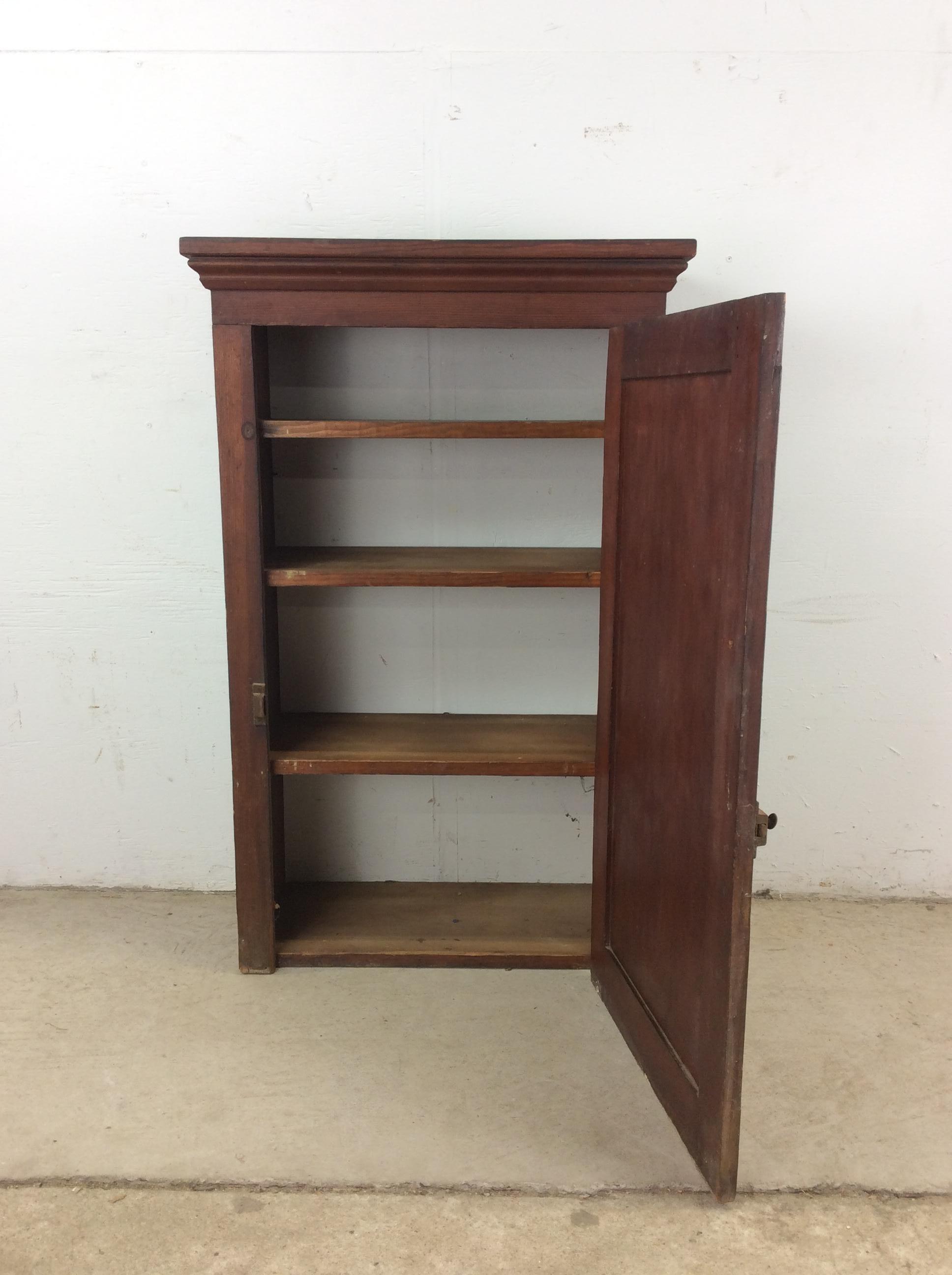 Antique American Farmhouse Wall Cabinet with Brass Latch For Sale 12