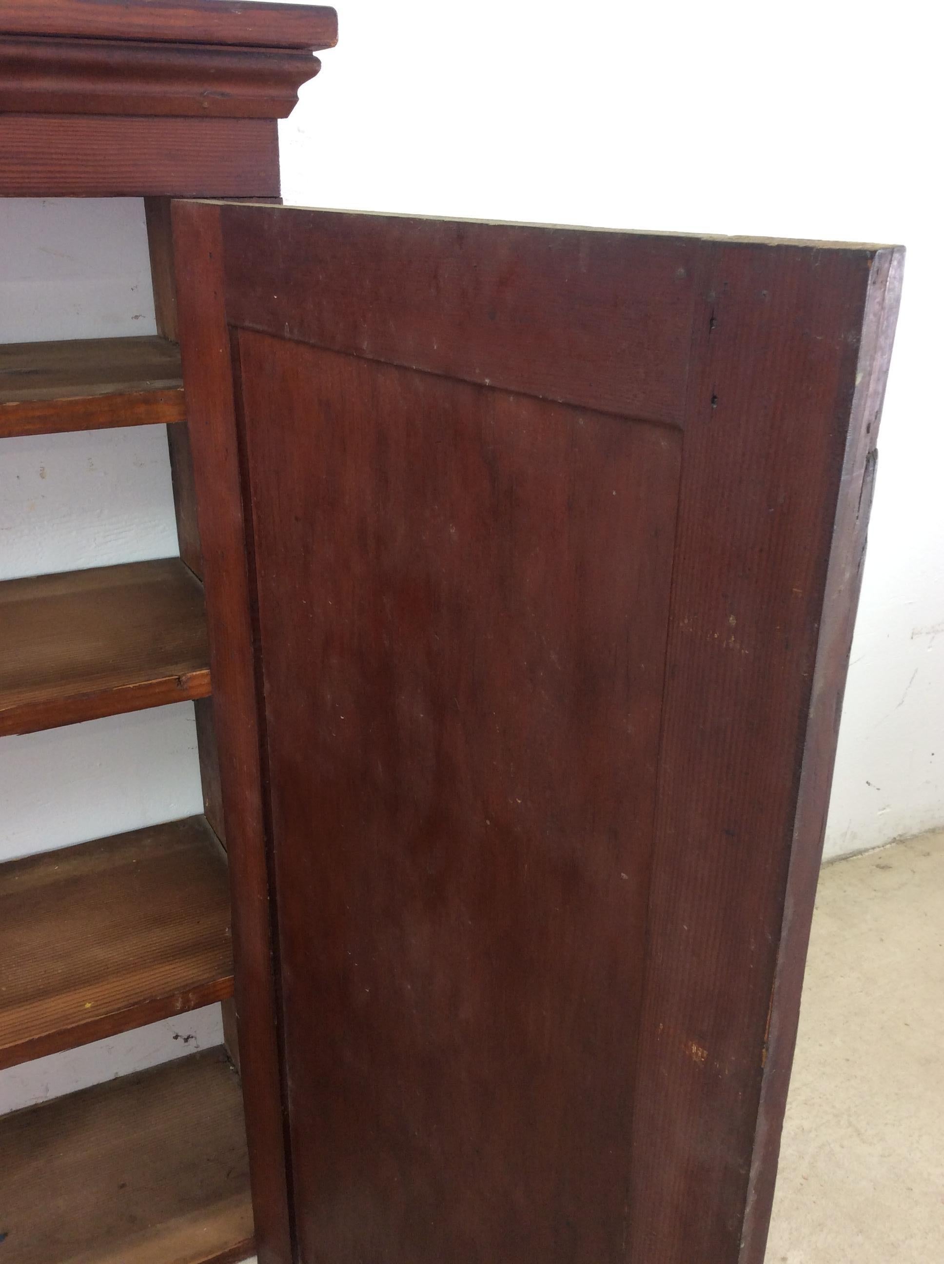 Antique American Farmhouse Wall Cabinet with Brass Latch For Sale 14