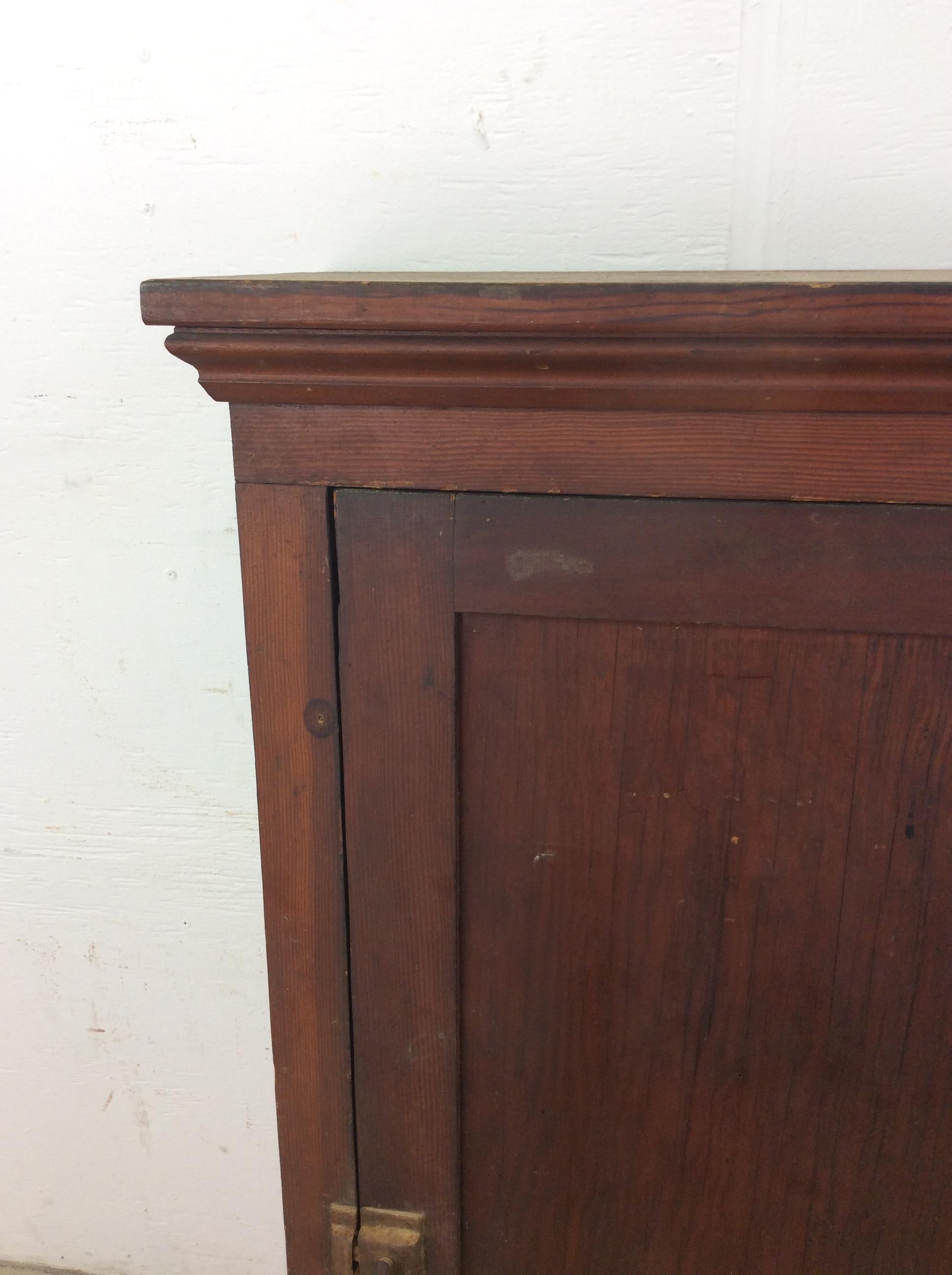 American Craftsman Antique American Farmhouse Wall Cabinet with Brass Latch For Sale
