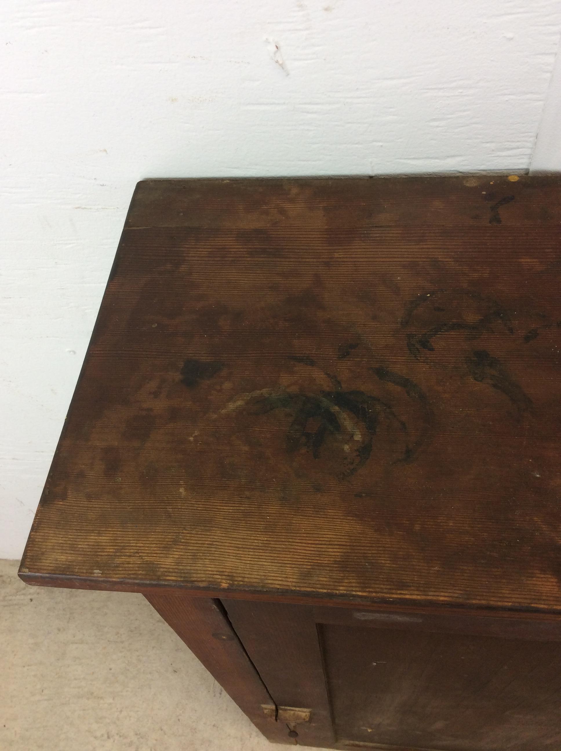 Antique American Farmhouse Wall Cabinet with Brass Latch For Sale 3
