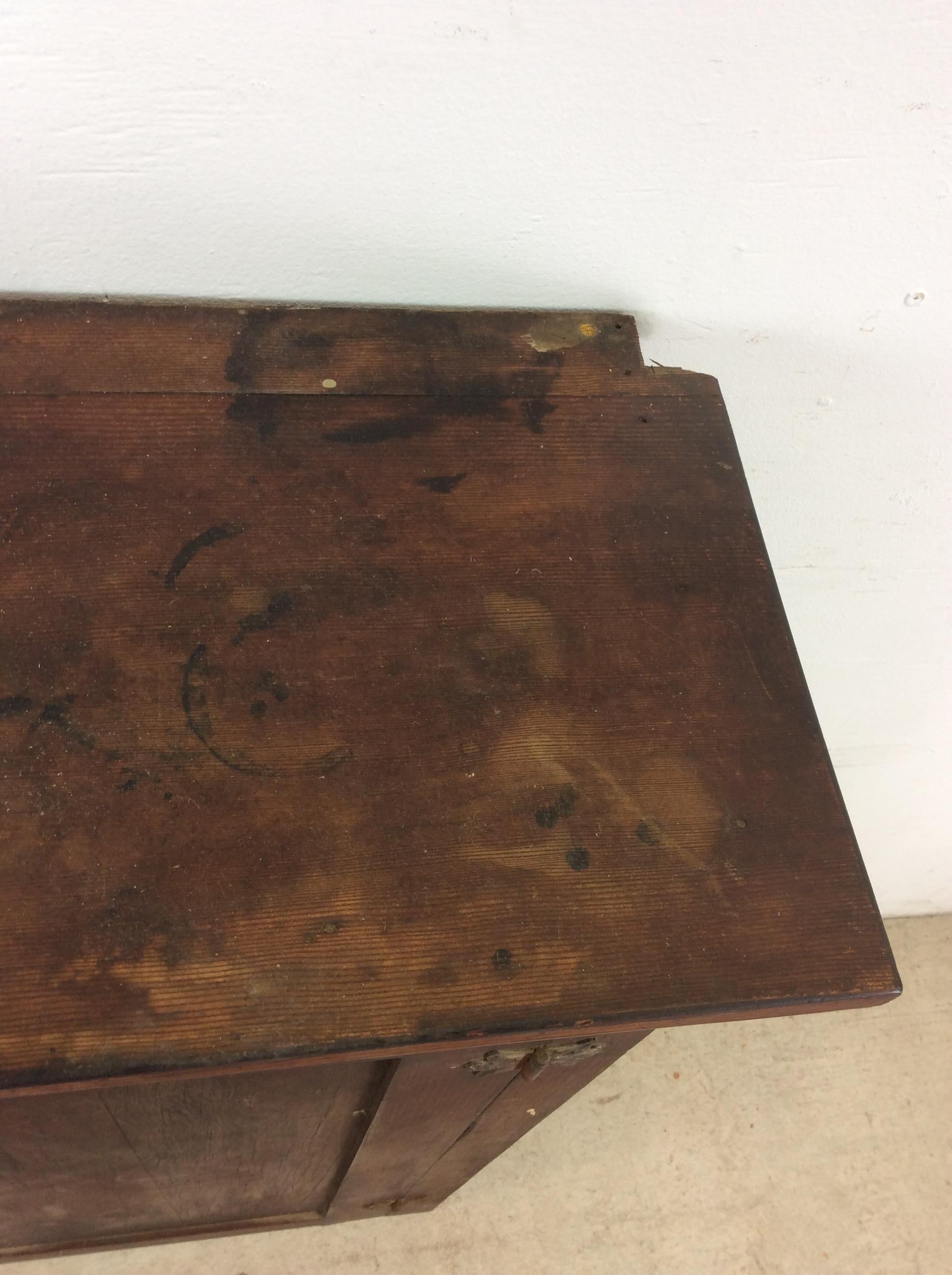 Antique American Farmhouse Wall Cabinet with Brass Latch For Sale 4