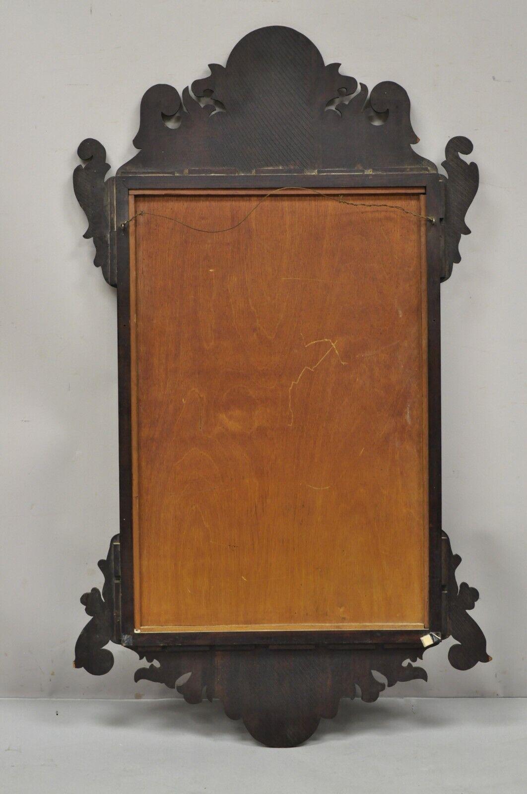 Antique American Federal Broken Arch Mahogany Mirror with Urn Inlay For Sale 4