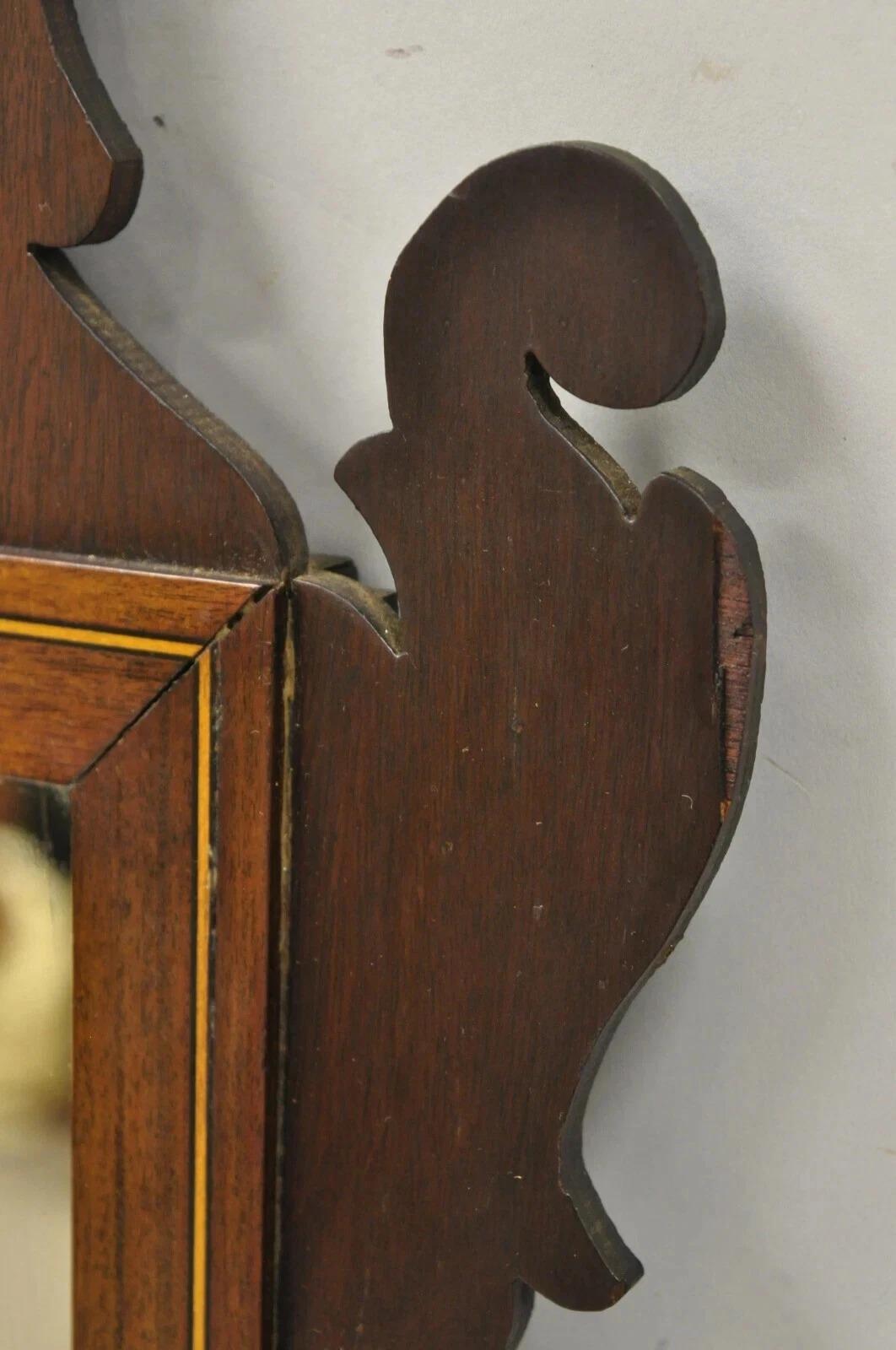Antique American Federal Carved Mahogany Mirror Wall With Satinwood Urn Inlay For Sale 1