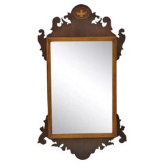 Antique American Federal Carved Mahogany Mirror Wall With Satinwood Urn Inlay