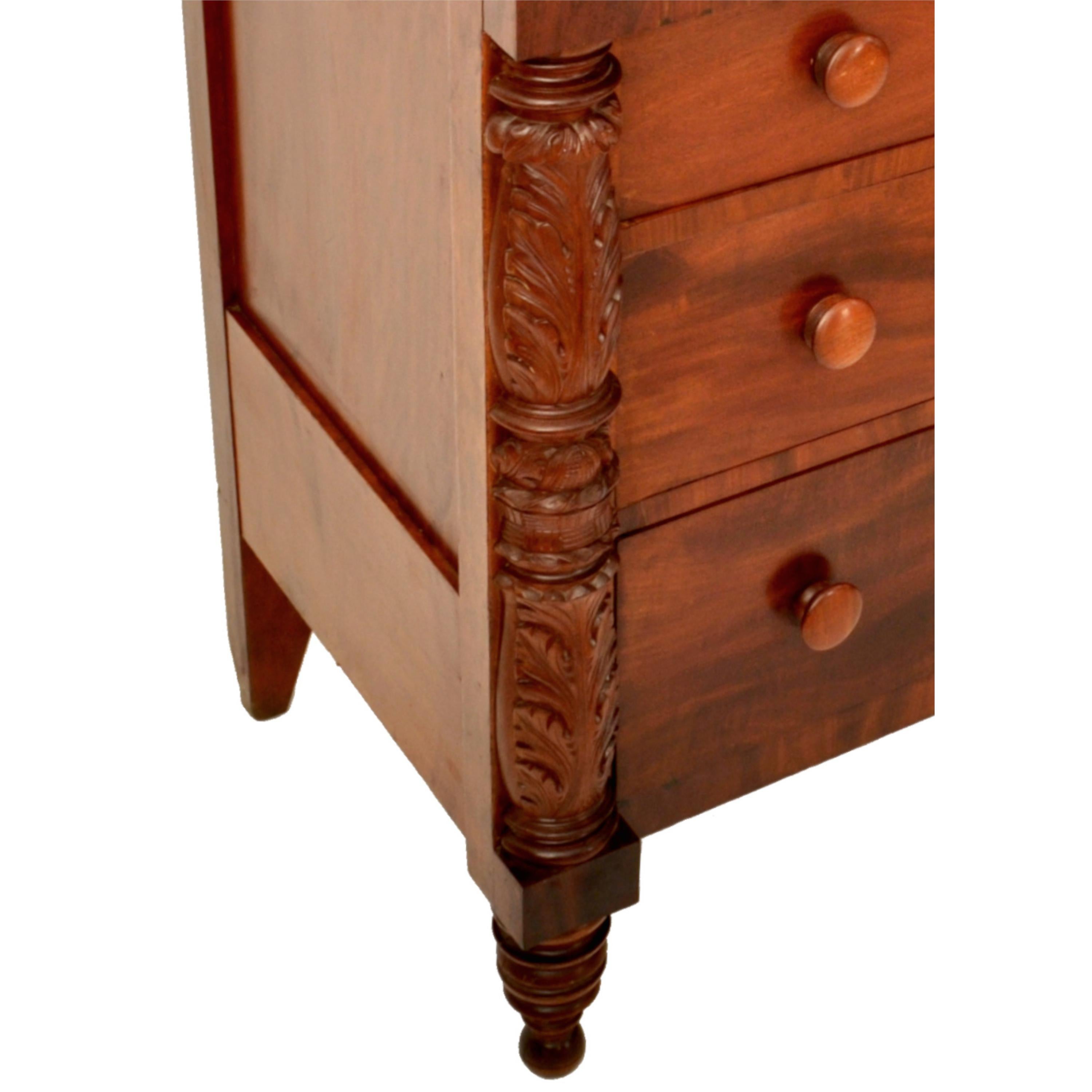 Antique American Federal Classical Period Mahogany Butler's Secretary Dresser NY 6