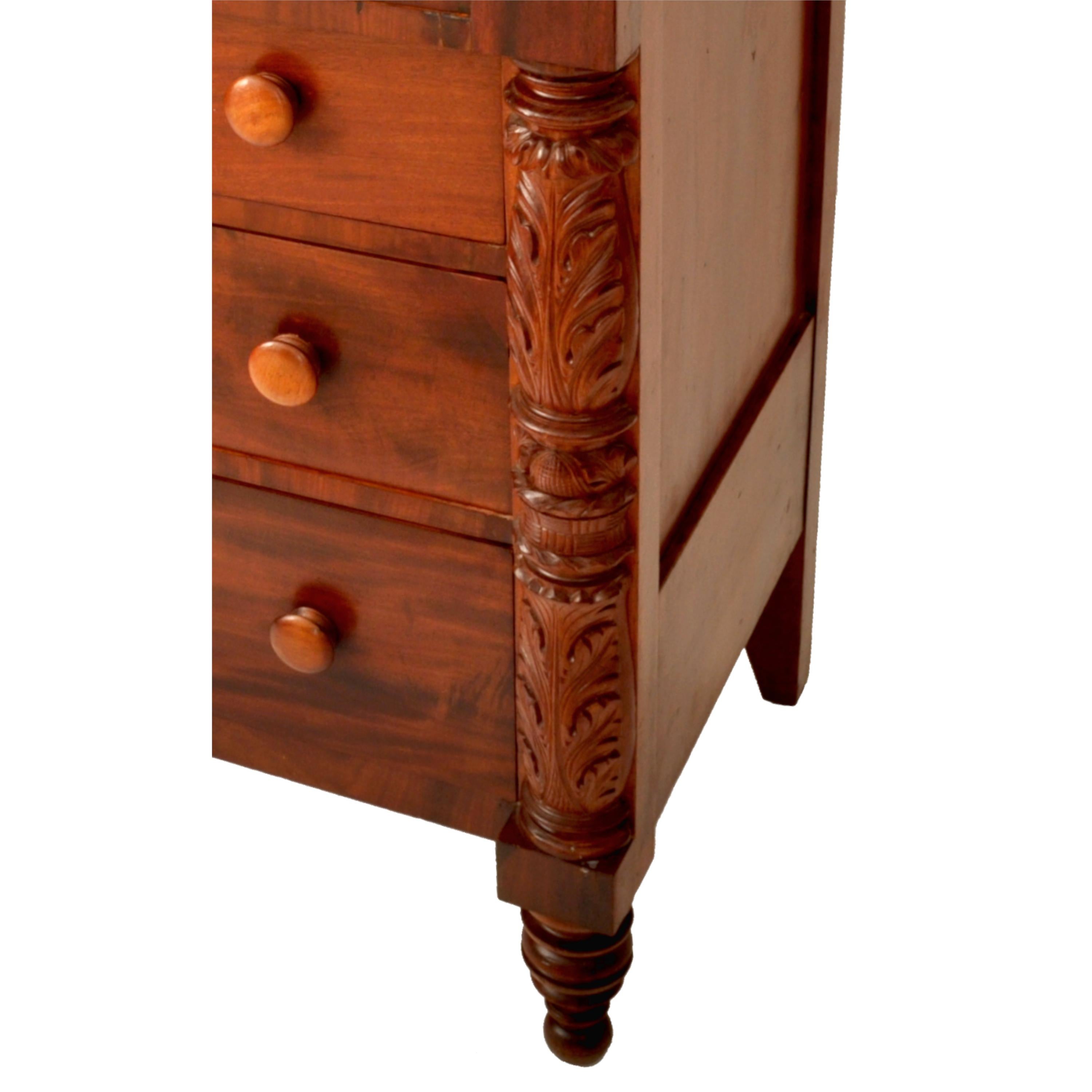 Antique American Federal Classical Period Mahogany Butler's Secretary Dresser NY 7