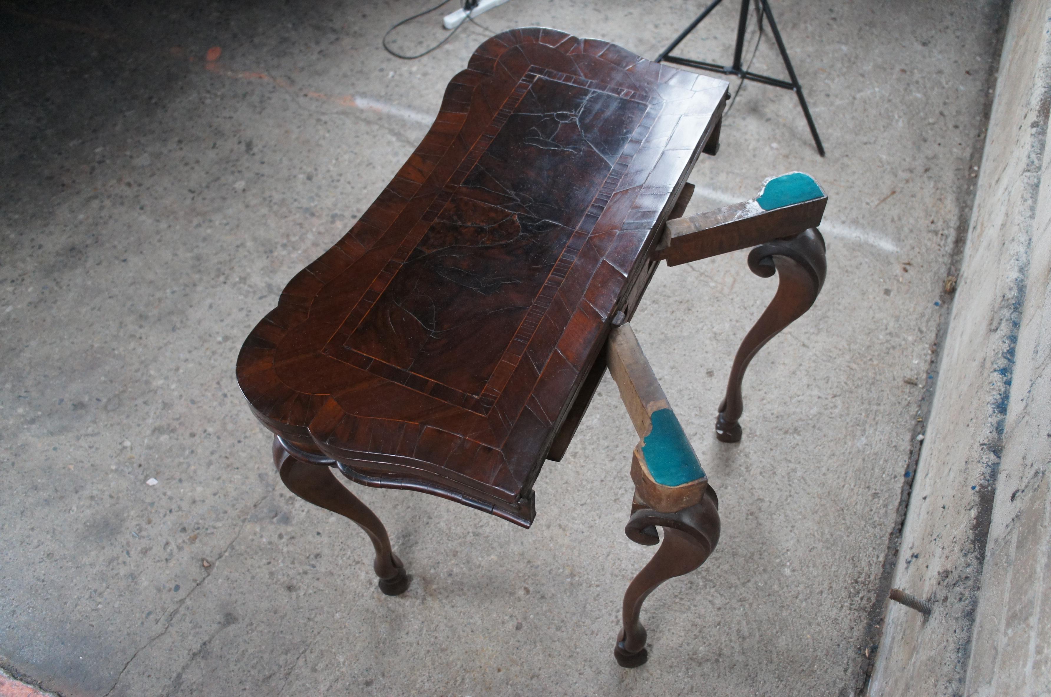 Antique American Federal Empire Serpentine Flame Mahogany Game Console Table 6