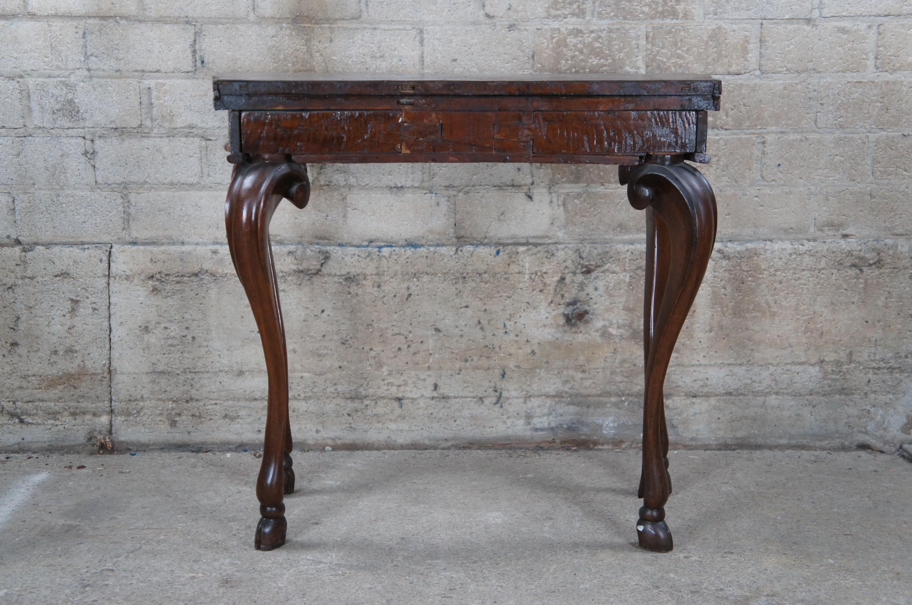 Antique American Federal Empire Serpentine Flame Mahogany Game Console Table 8