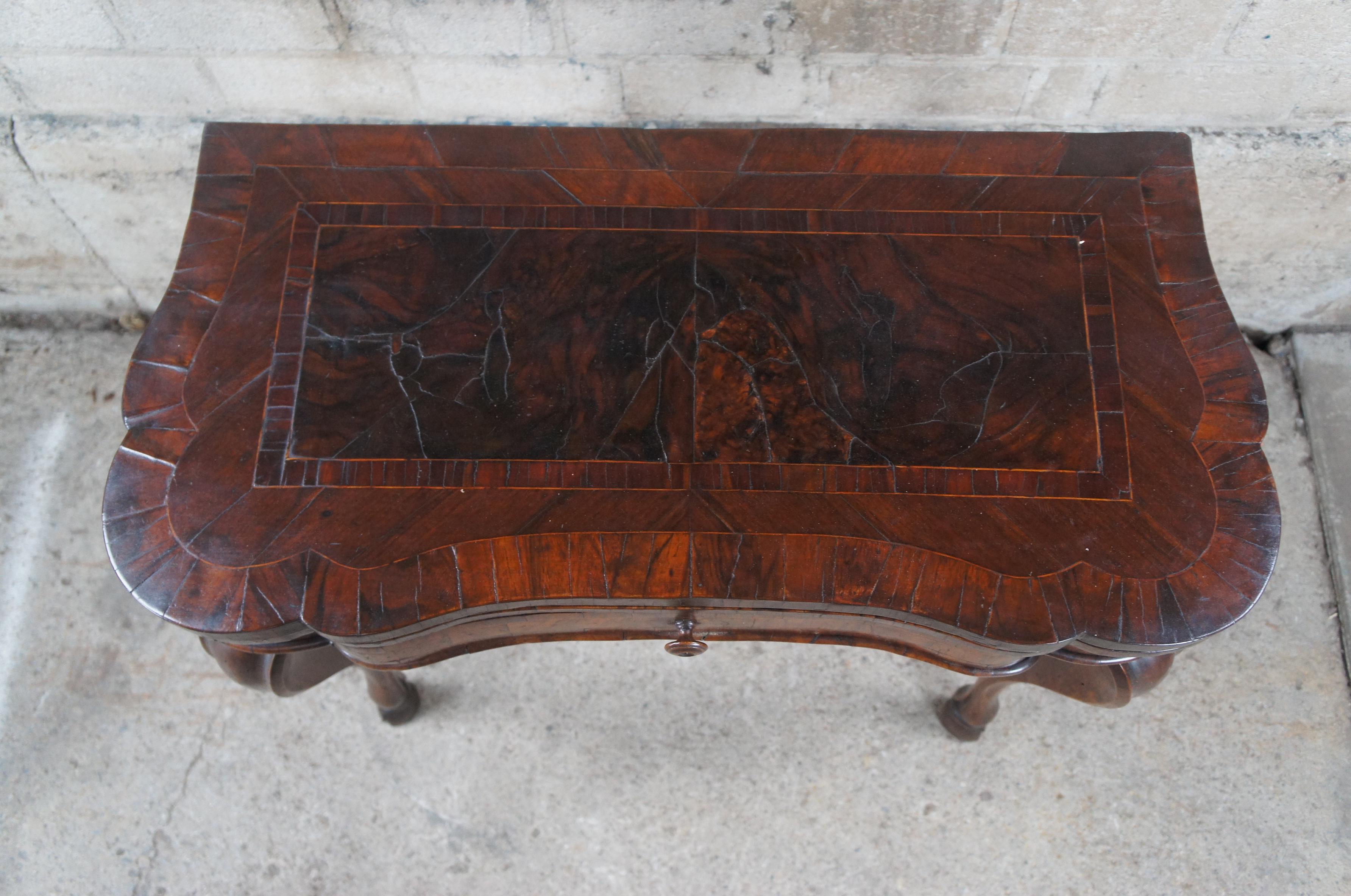Early 19th Century Antique American Federal Empire Serpentine Flame Mahogany Game Console Table