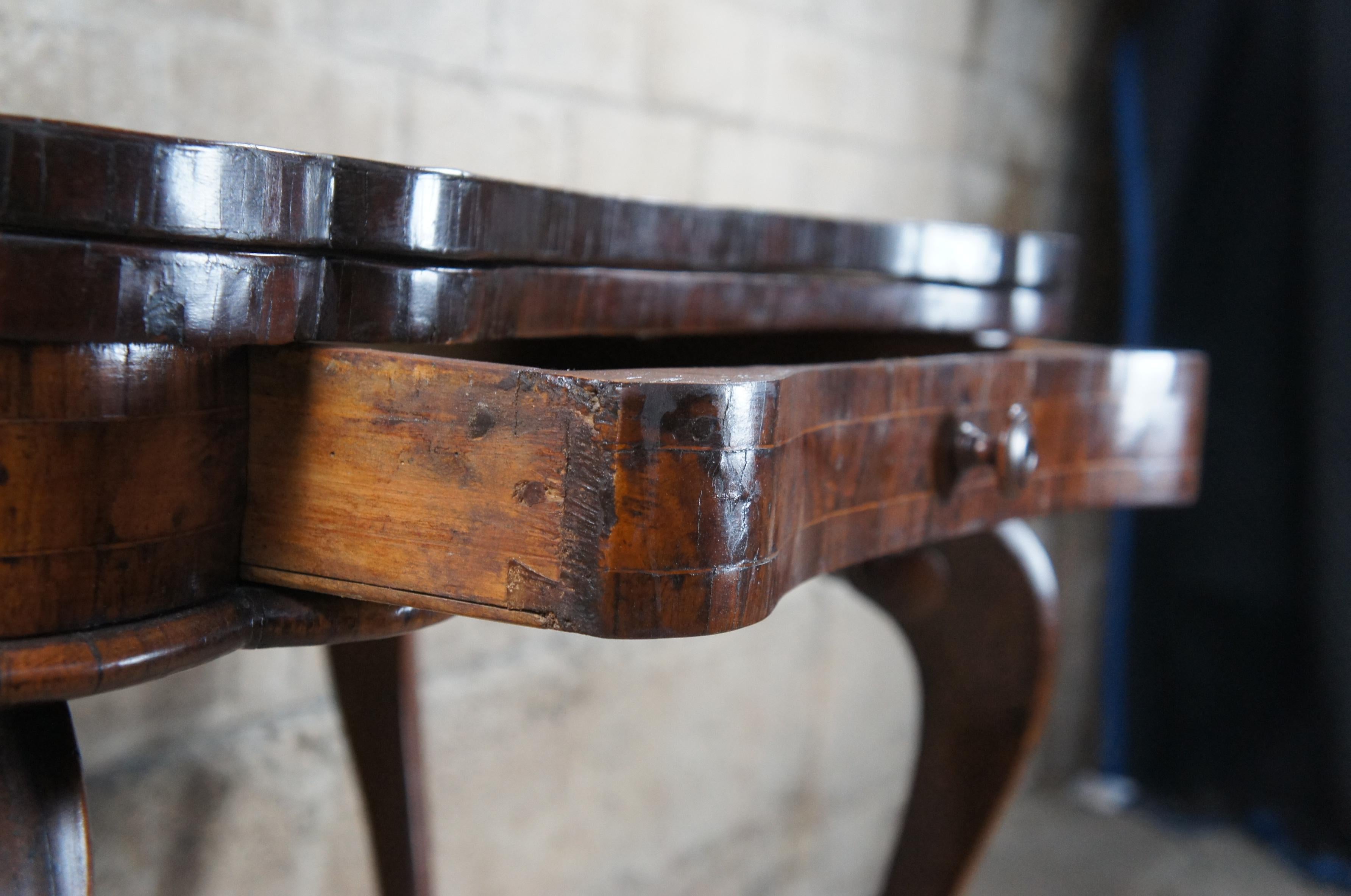 Antique American Federal Empire Serpentine Flame Mahogany Game Console Table 2