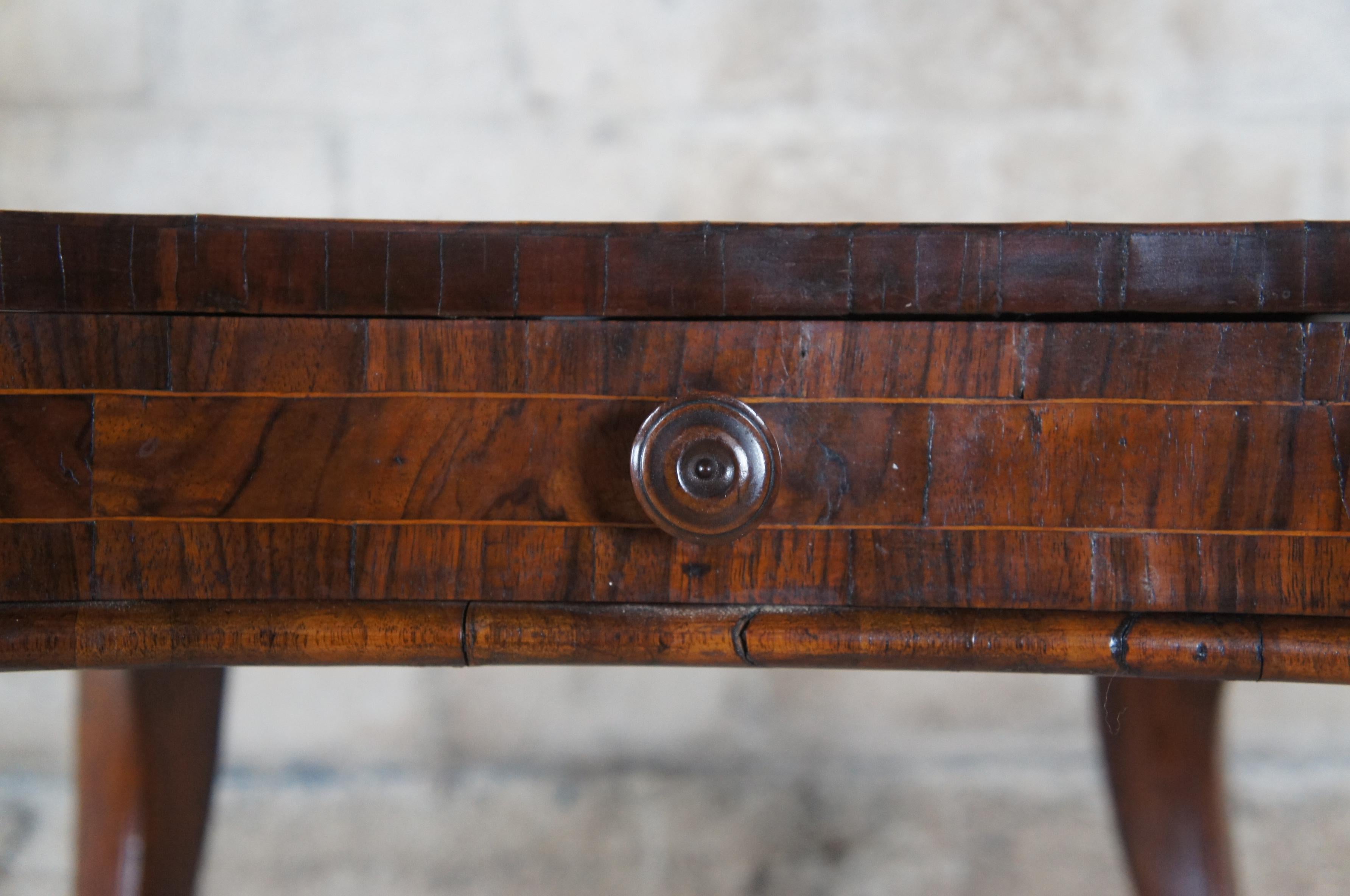 Antique American Federal Empire Serpentine Flame Mahogany Game Console Table 5