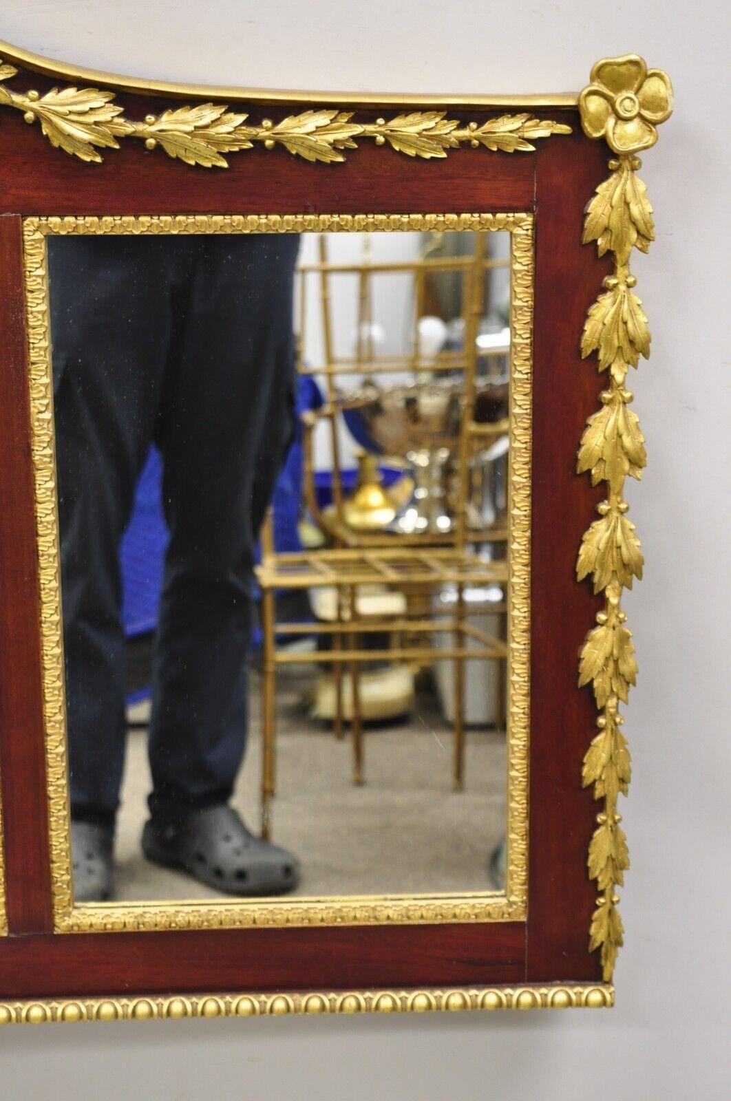 Antique American Federal Gilt Carved Overmantle Triple Mirror with Gold Eagle For Sale 3
