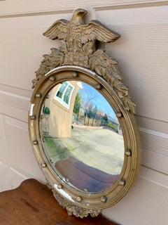 Antique American Federal Giltwood Eagle Bullseye Convex Mirror