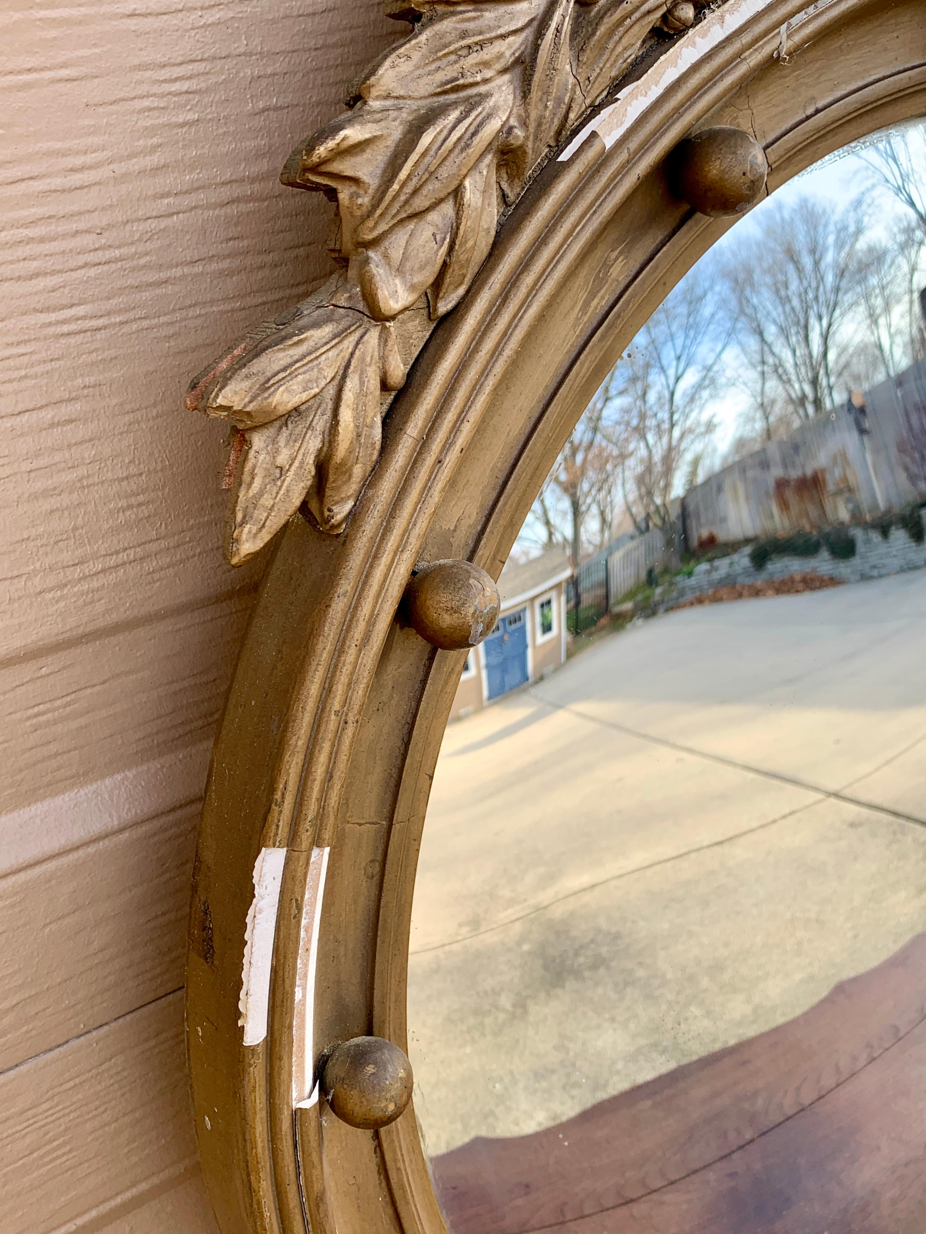 Antique American Federal Giltwood Eagle Bullseye Convex Mirror For Sale 4