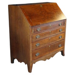 Antique American Federal Hepplewhite Mahogany Slant Drop Front Secretary Desk