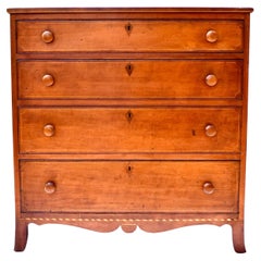 Antique American Federal Highboy Chest of Drawers Early 19th C.