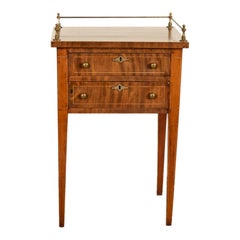 Antique American Federal Mahogany 2 Drawer Inlaid Side Table Brass Gallery 1810