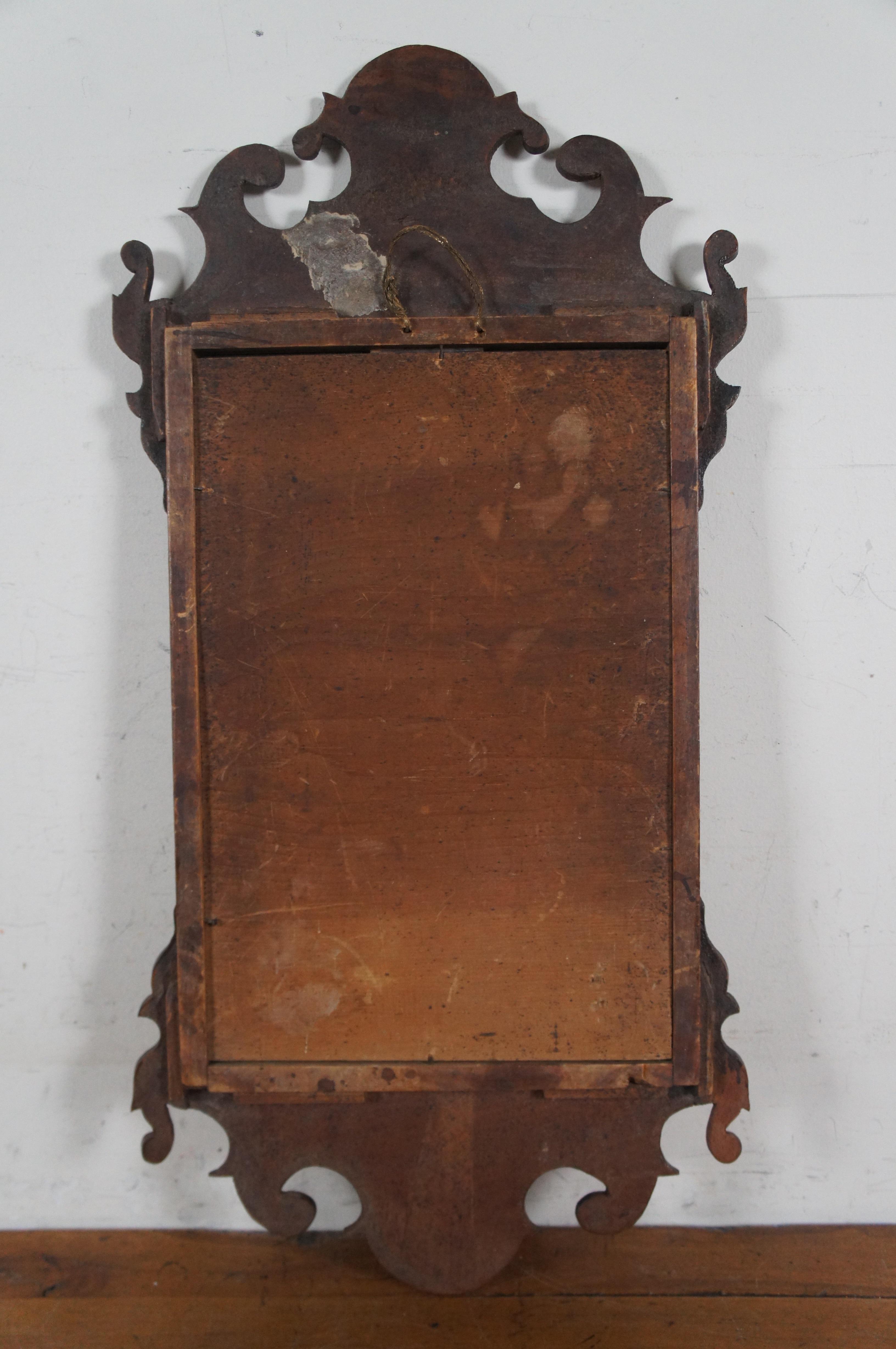 Antique Federal Mahogany Feathers Plume Wall Vanity Mirror 26
