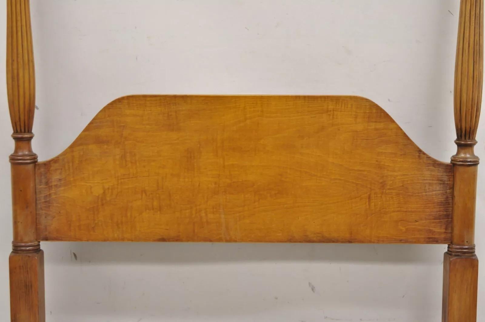 Unknown Antique American Federal Maple Wood Canopy Single Twin Poster Bed Frame For Sale