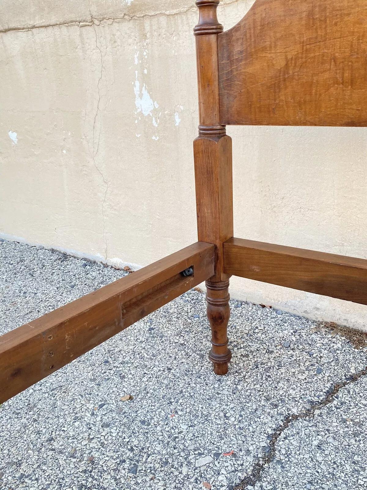 Antique American Federal Maple Wood Canopy Single Twin Poster Bed Frame For Sale 4