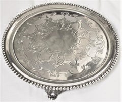 Antique American Federal S. Wilmot Sterling Silver Footed Serving Tray or Salver