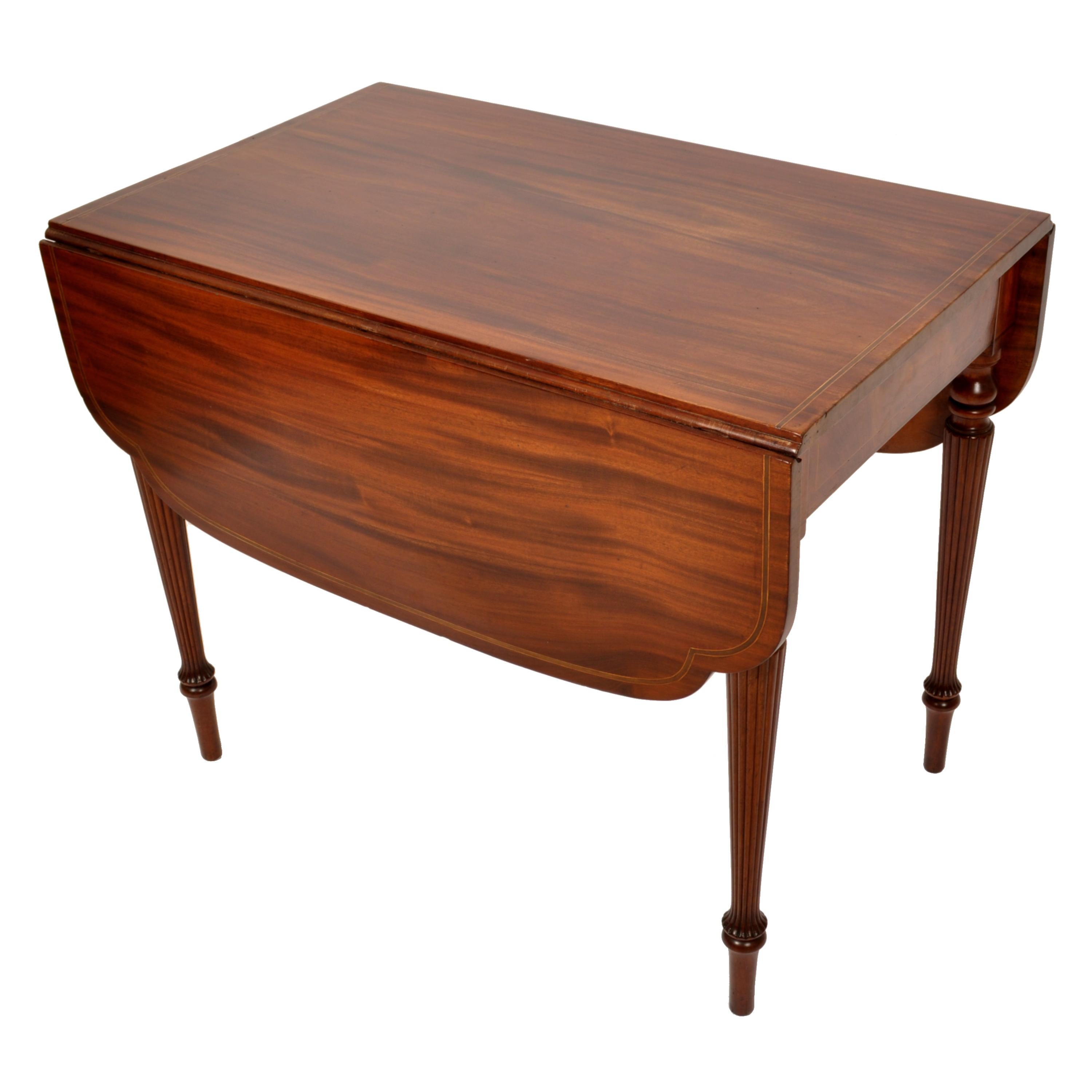 Antique American Federal Sheraton Inlaid Mahogany Pembroke Table New York 1790 For Sale 9