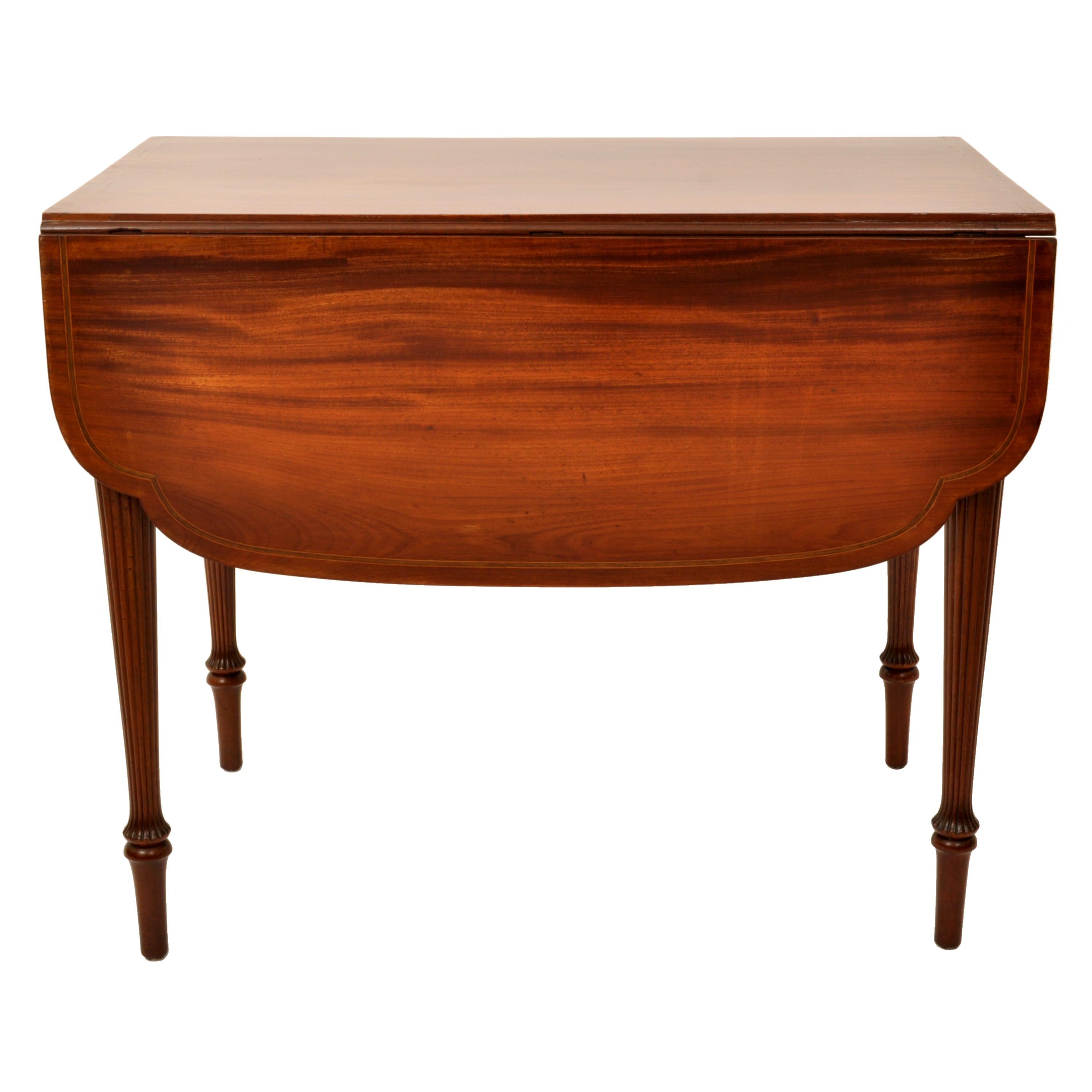 Inlay Antique American Federal Sheraton Inlaid Mahogany Pembroke Table New York 1790 For Sale