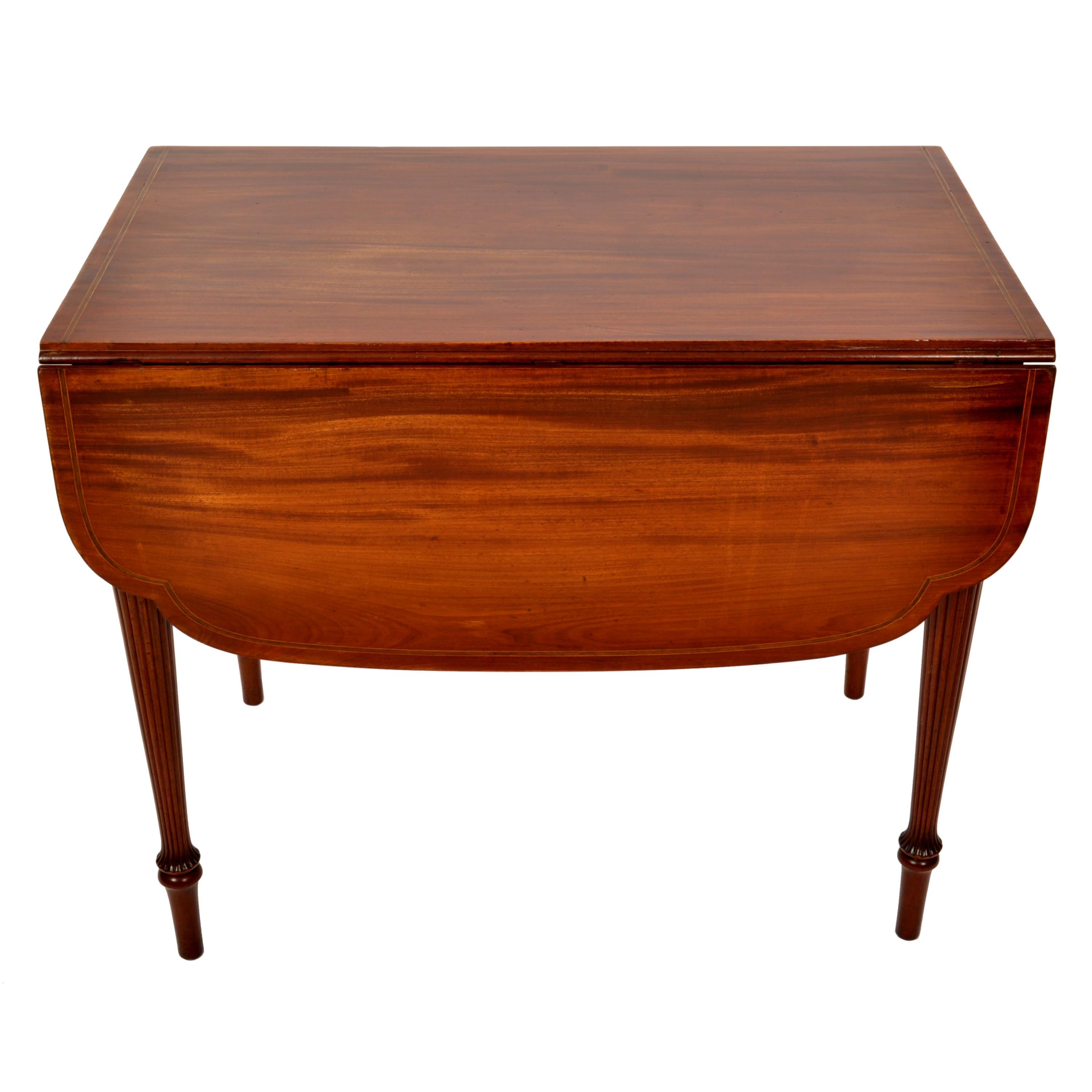 Late 18th Century Antique American Federal Sheraton Inlaid Mahogany Pembroke Table New York 1790 For Sale
