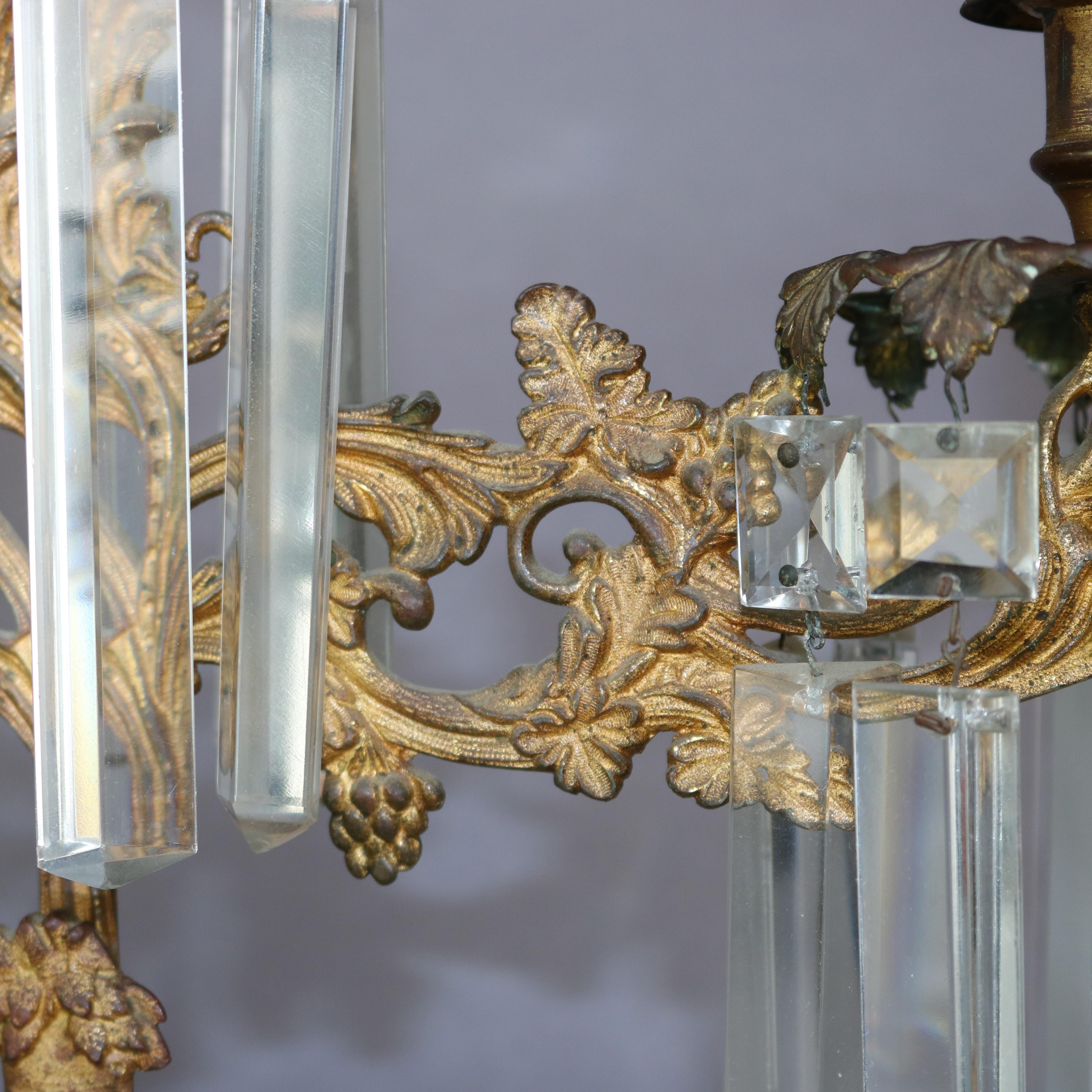Antique American Figural Brass & Marble Mantel Girandolles Set, c1860 For Sale 2