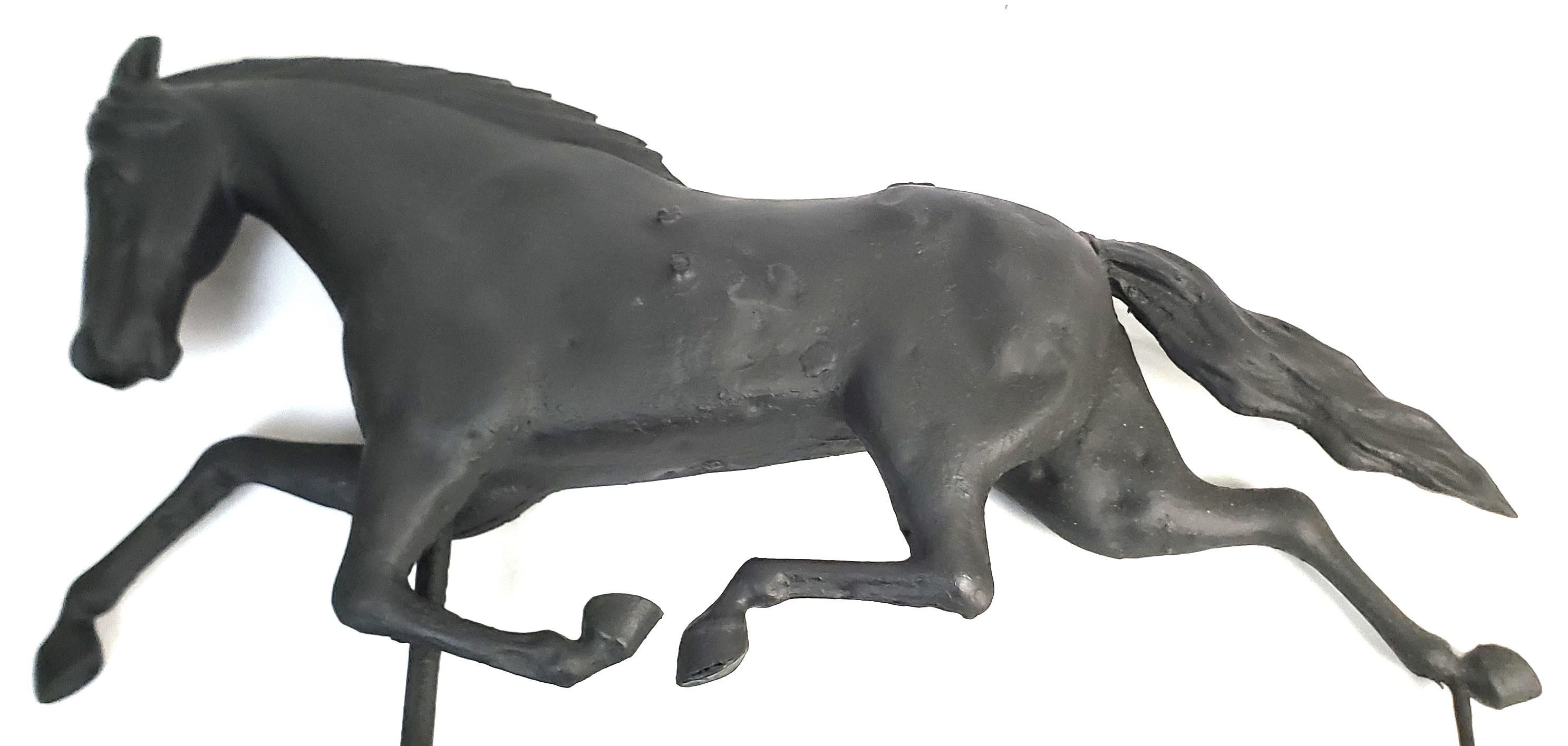 Antike amerikanische Figural bemalt Kupfer Pferd Weatherwane mit Cast Directional im Angebot 10