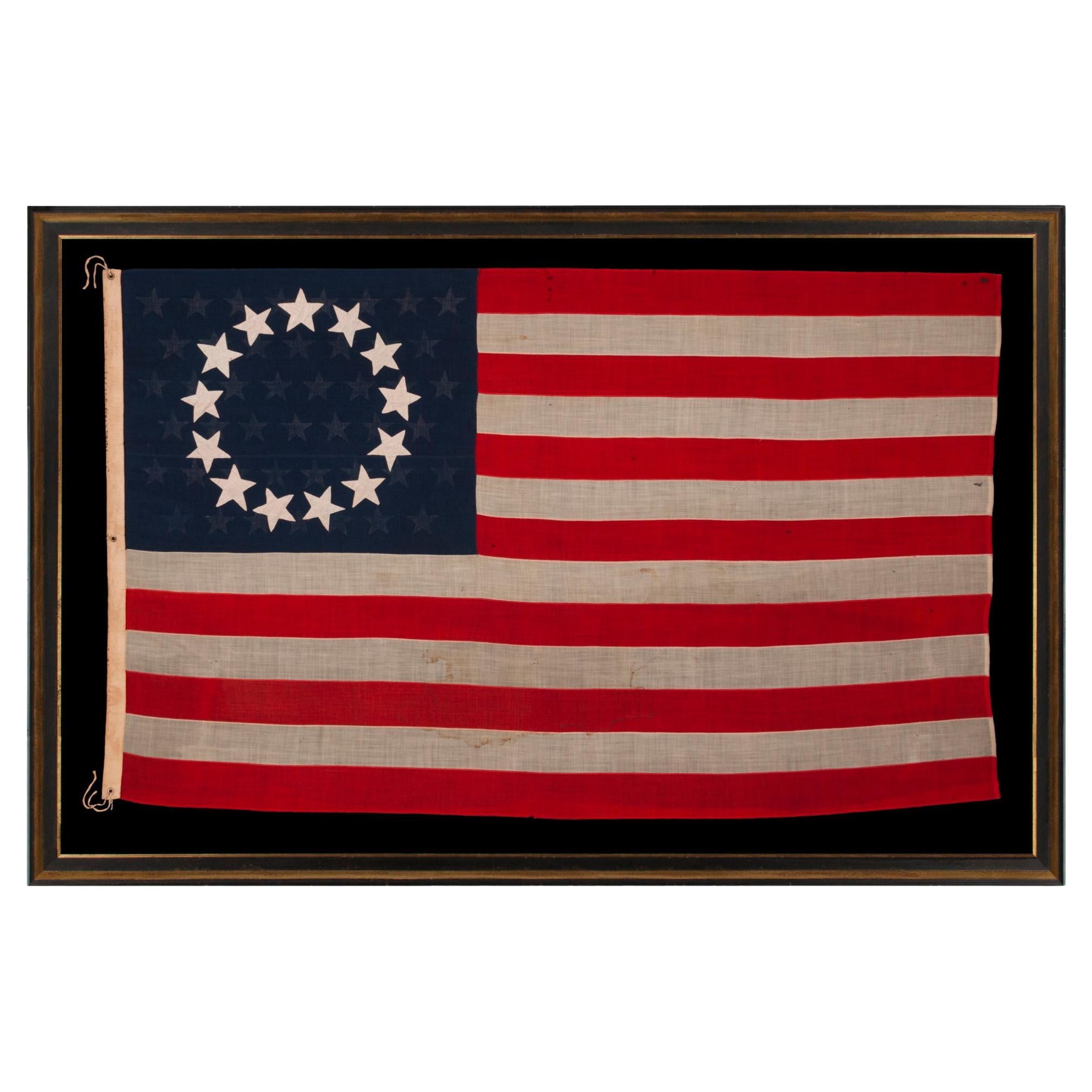 Antique American Flag w/ 13 Stars in the Betsy Ross Design & 45 Stars on Reverse For Sale