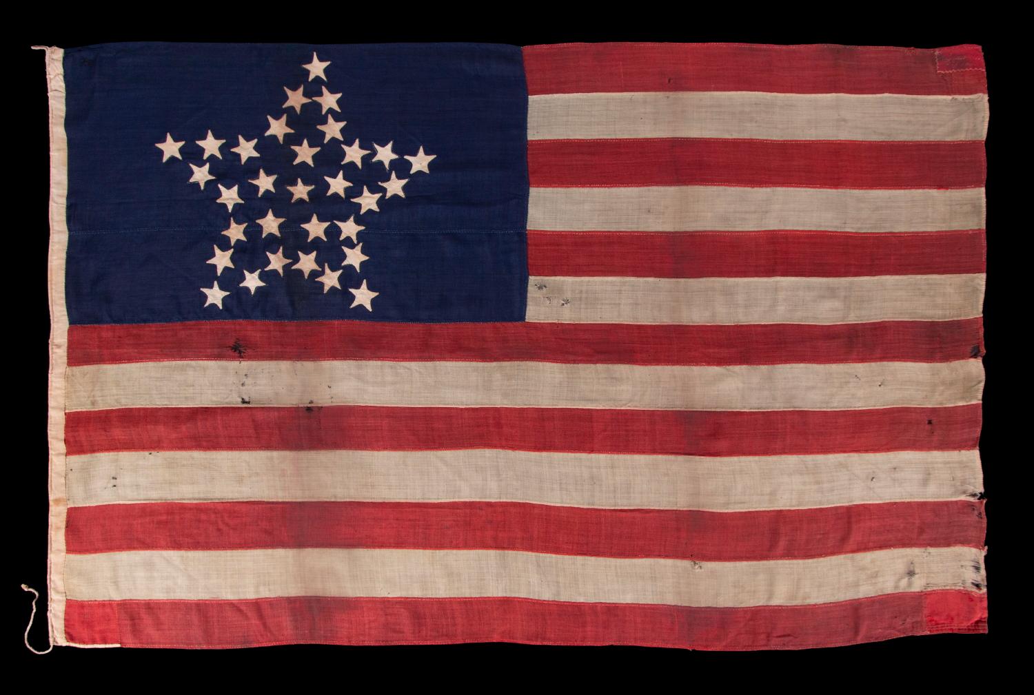 Spectacular antique American flag with 31 stars arranged in the 