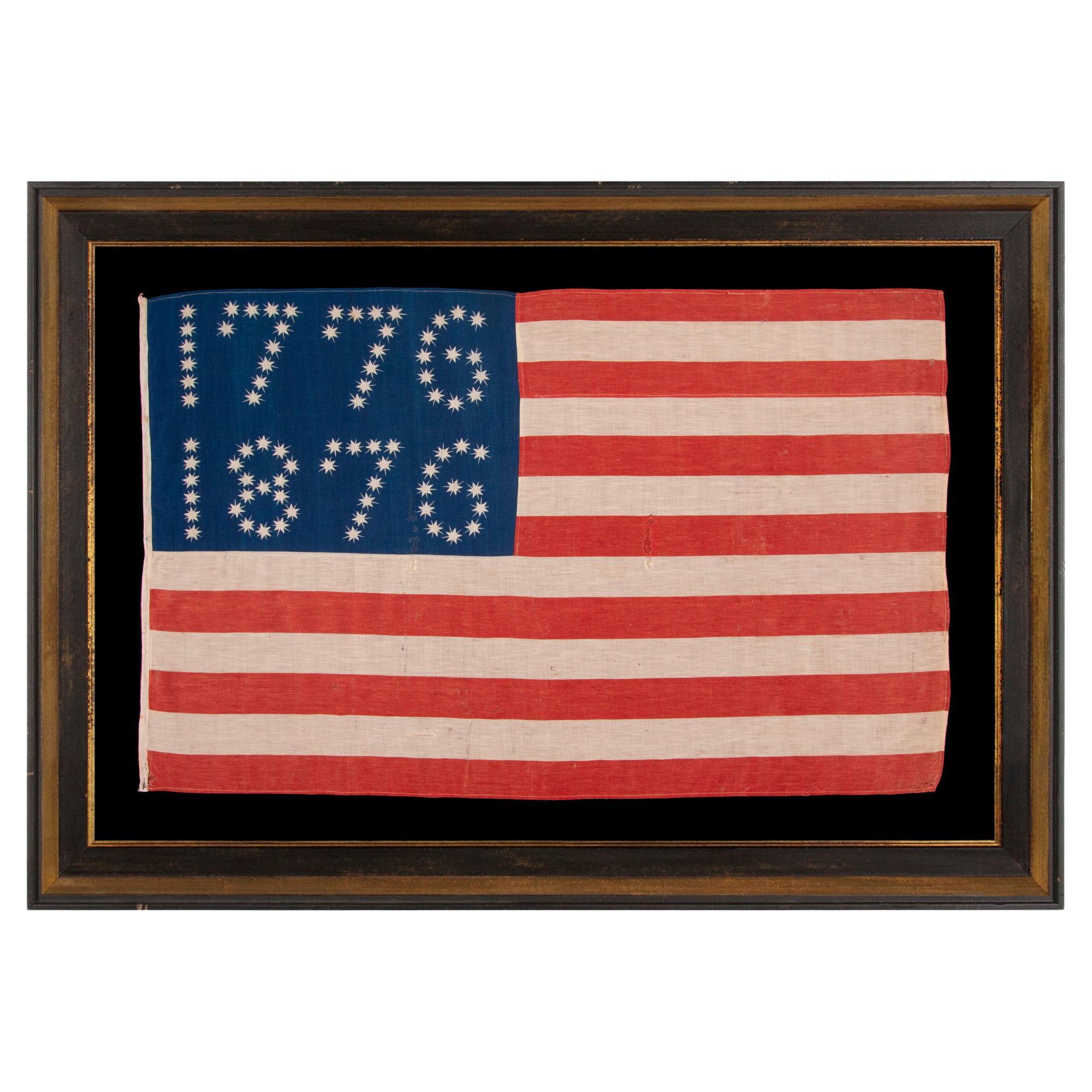 Antique American Flag with Stars that Spell "1776-1876", ca 1876