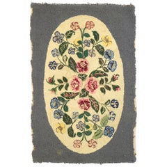 Antique American Floral Hooked Rug with English Chintz Style