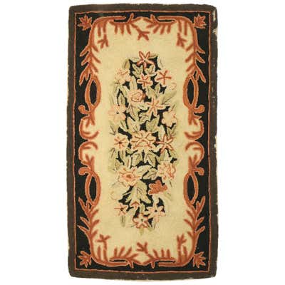 Antique American Hooked Rug Featuring Colorful Village Scene For Sale ...