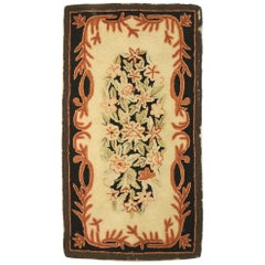 Antique American Floral Hooked Rug with French Provincial Style