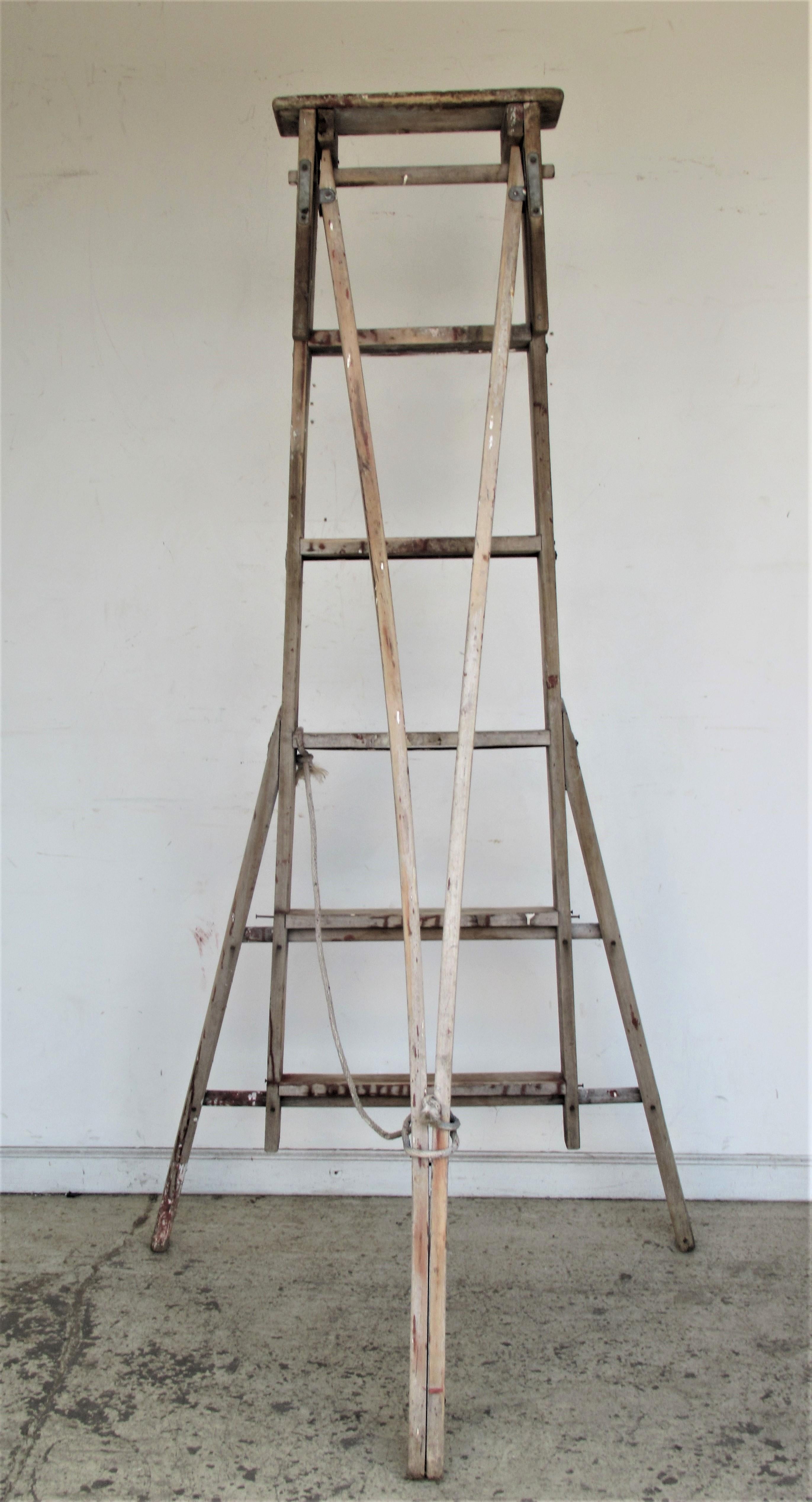 Antique American Folding A-Frame Orchard Ladder 2