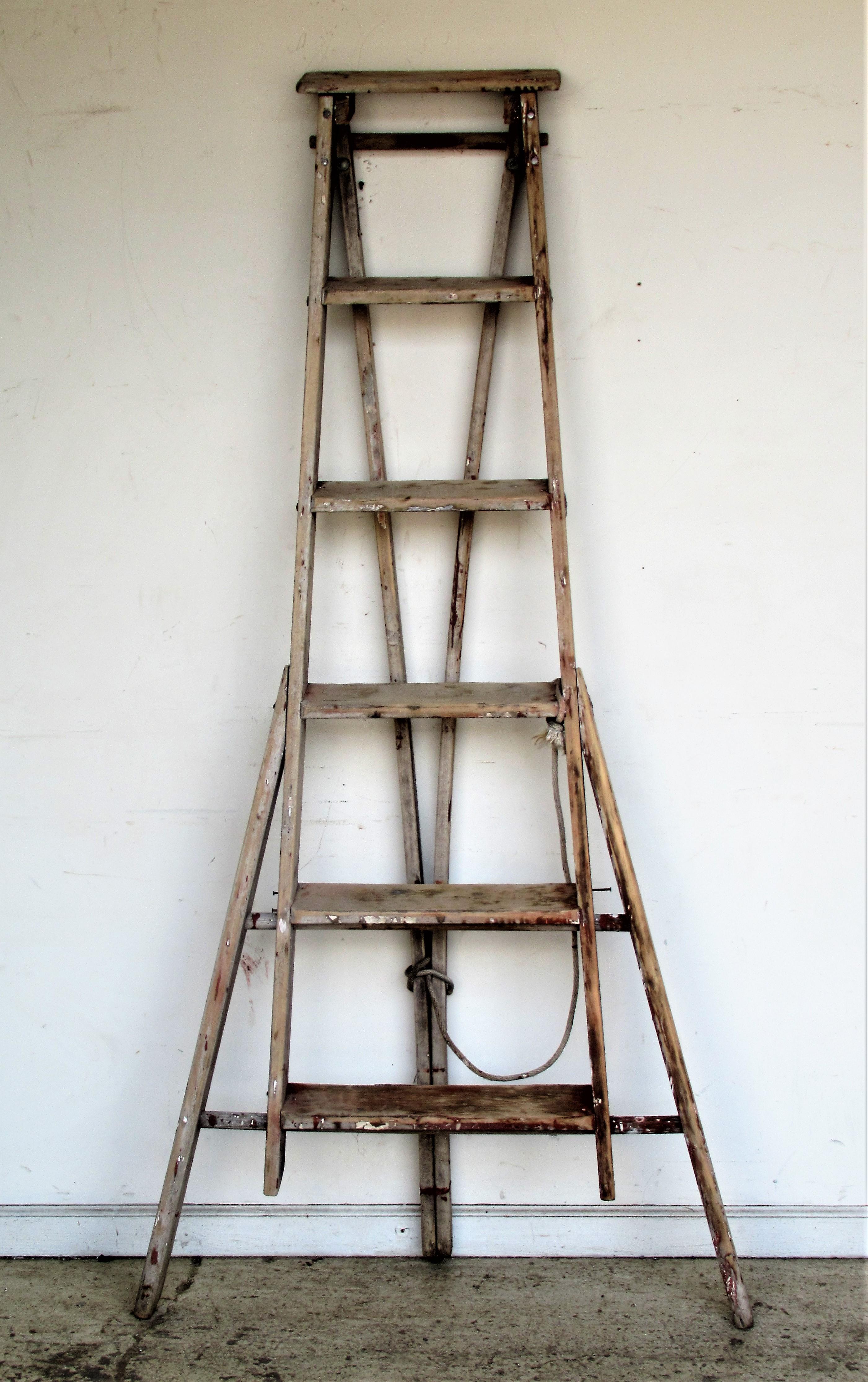 Antique American Folding A-Frame Orchard Ladder 6