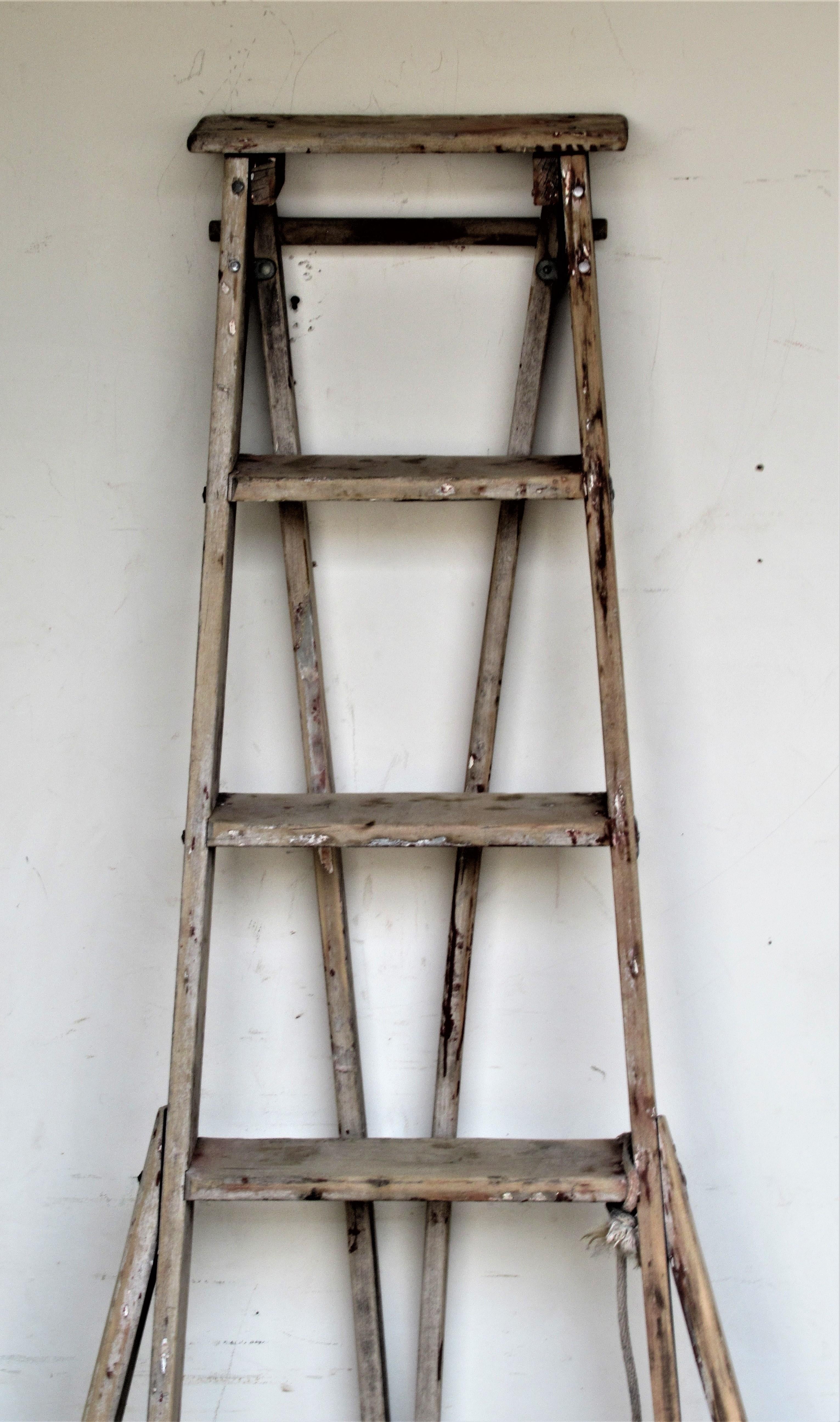 Antique American Folding A-Frame Orchard Ladder 7