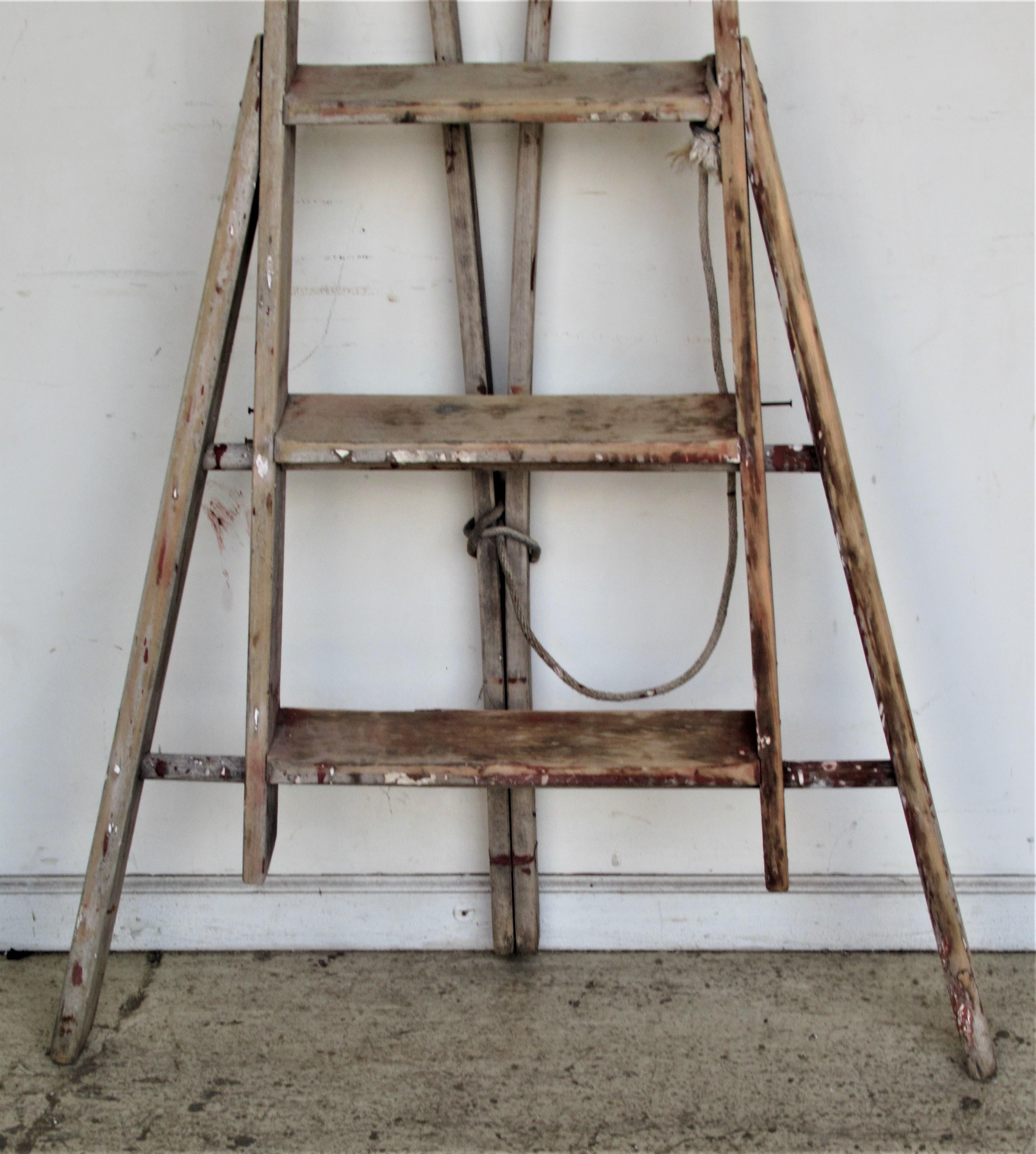 Antique American Folding A-Frame Orchard Ladder 8