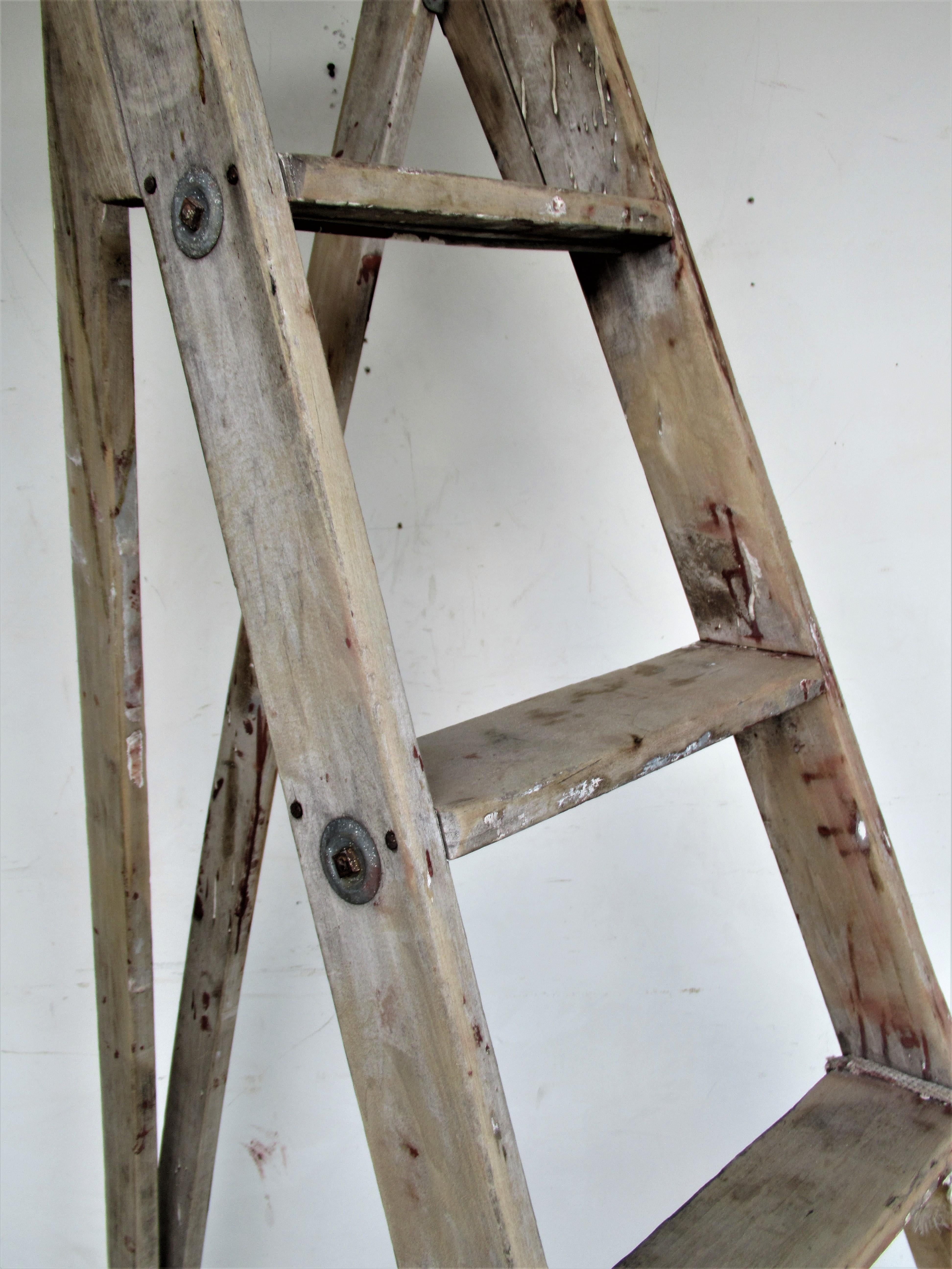 Antique American Folding A-Frame Orchard Ladder In Good Condition In Rochester, NY