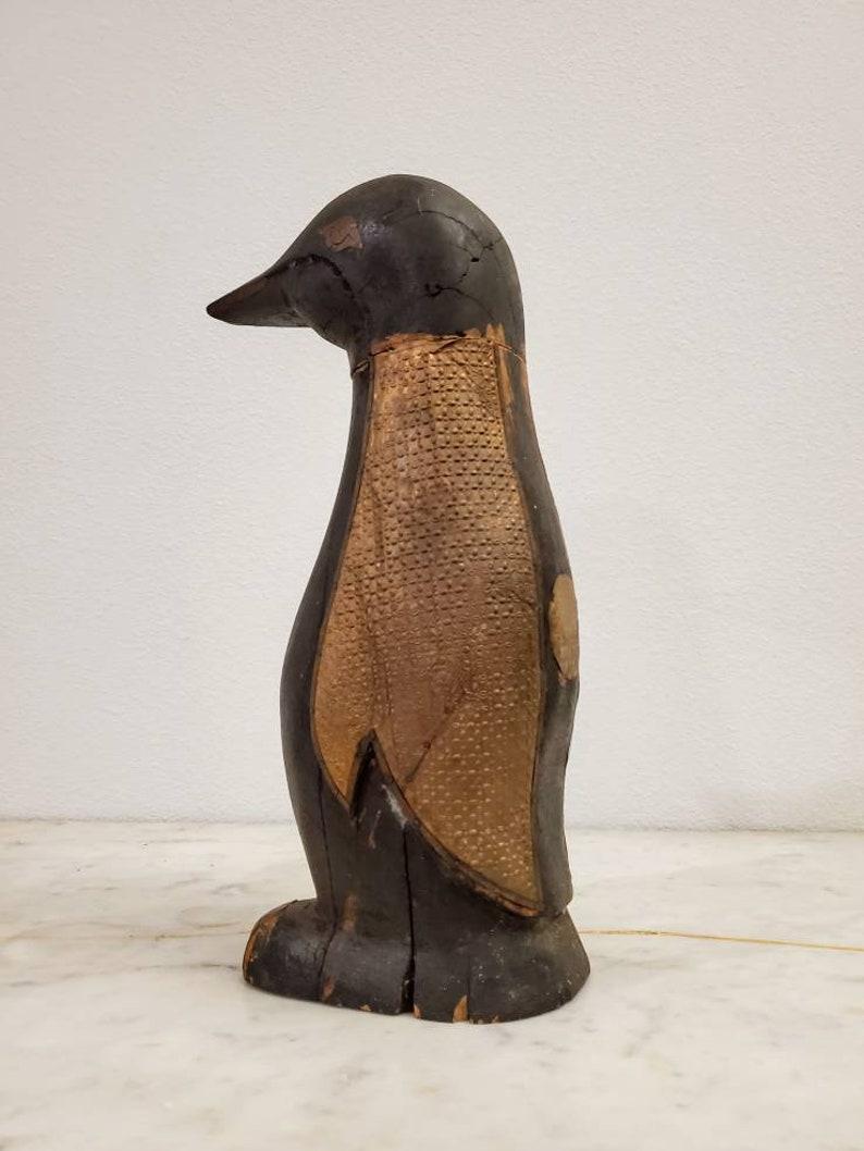 20th Century Antique American Folk Art Carved Wooden Penguin Sculpture