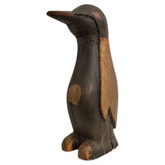 Antique American Folk Art Carved Wooden Penguin Sculpture