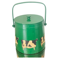 Antique American Folk Art Wood Bucket Painted