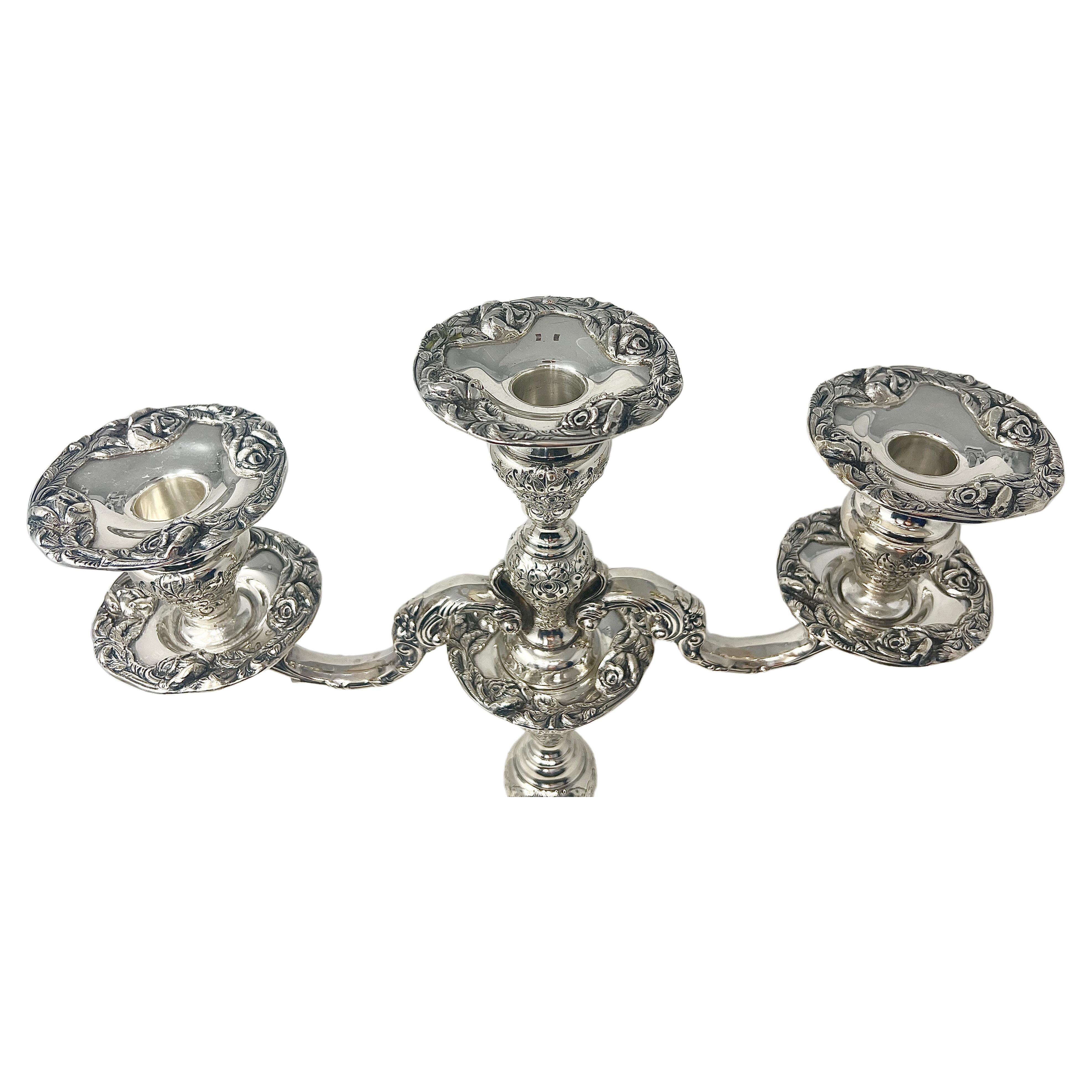 Exquisite Antique American Sterling Silver Candelabra Signed 