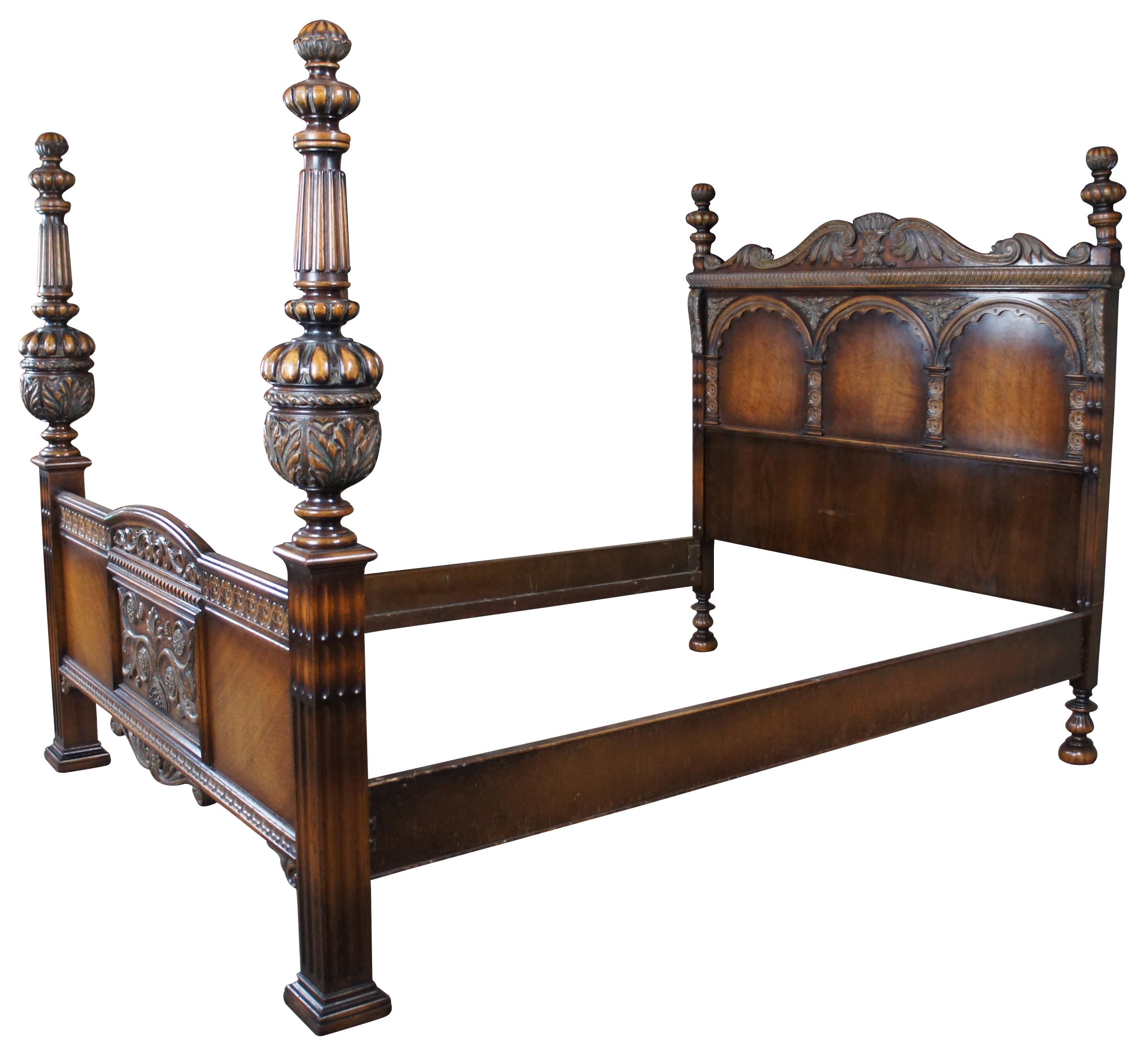 American Furniture Company Elizabethan or Jacobean Revival bed full size bed. Operating out of Batesville Indiana since 1899, they worked closely and collaborated in part with Romweber. Specializing in high grade bedroom suites and furniture. Made