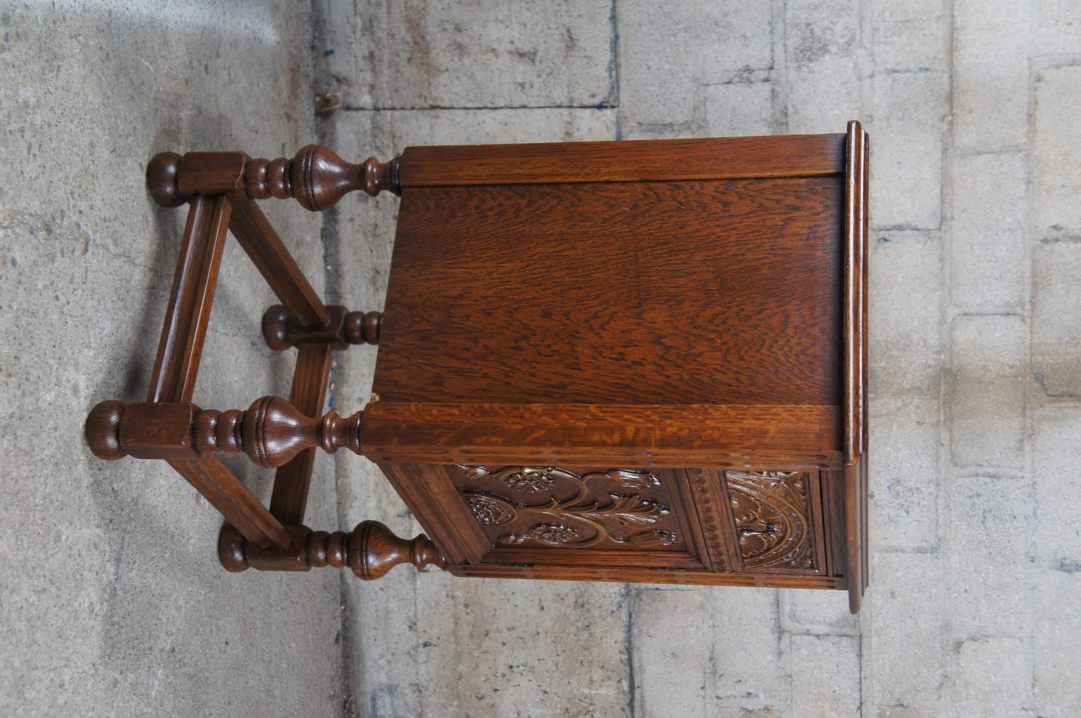 Antique American Furniture Gothic Oak Nightstand Bedside Table Pedestal Cabinet 4