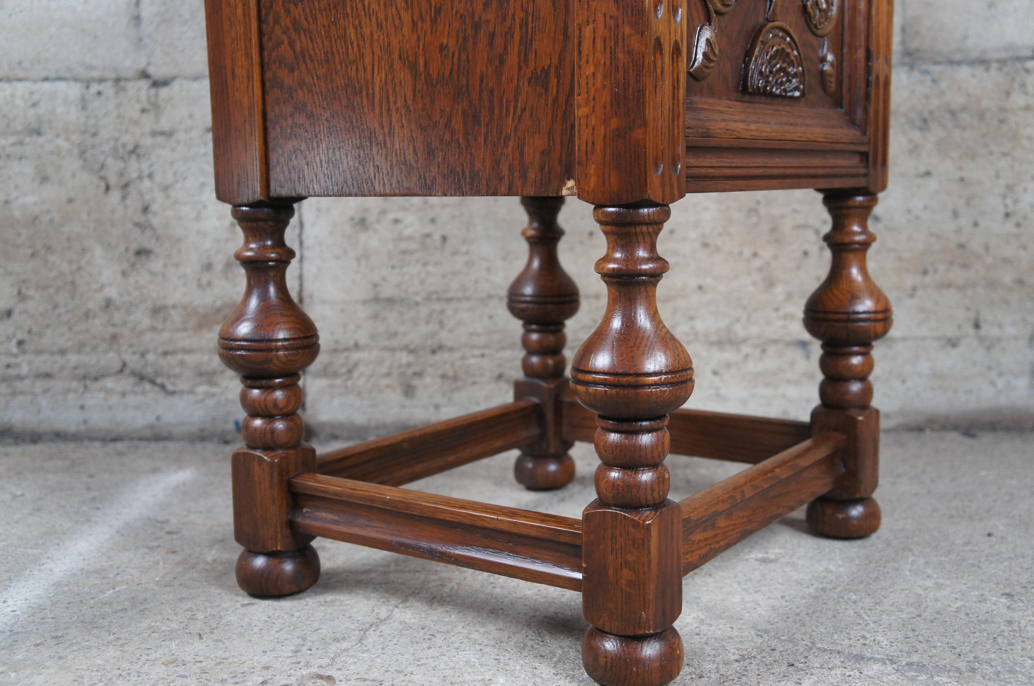 Antique American Furniture Gothic Oak Nightstand Bedside Table Pedestal Cabinet 5